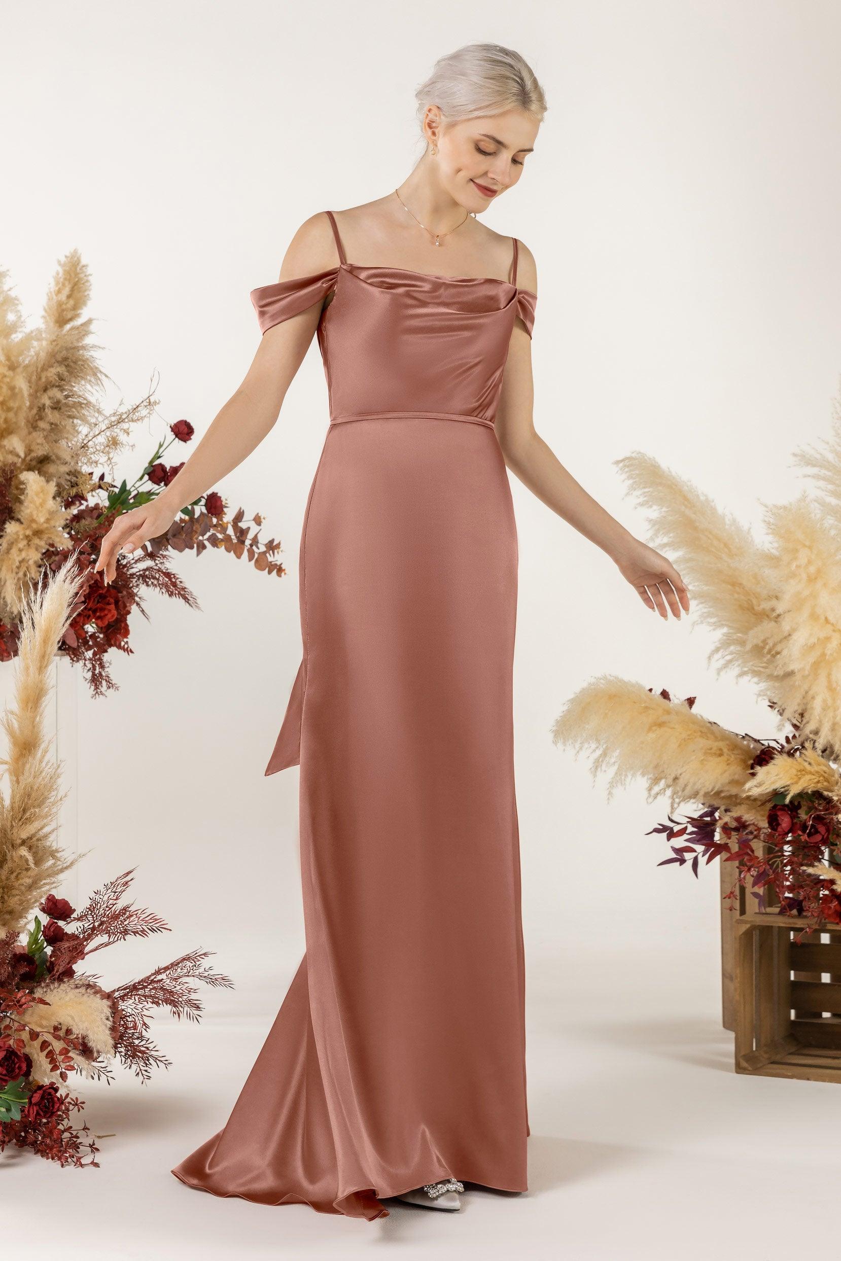 Trumpet Luxe Satin Bridesmaid Dress Formal Dresses CB0509 - COCOMELODY