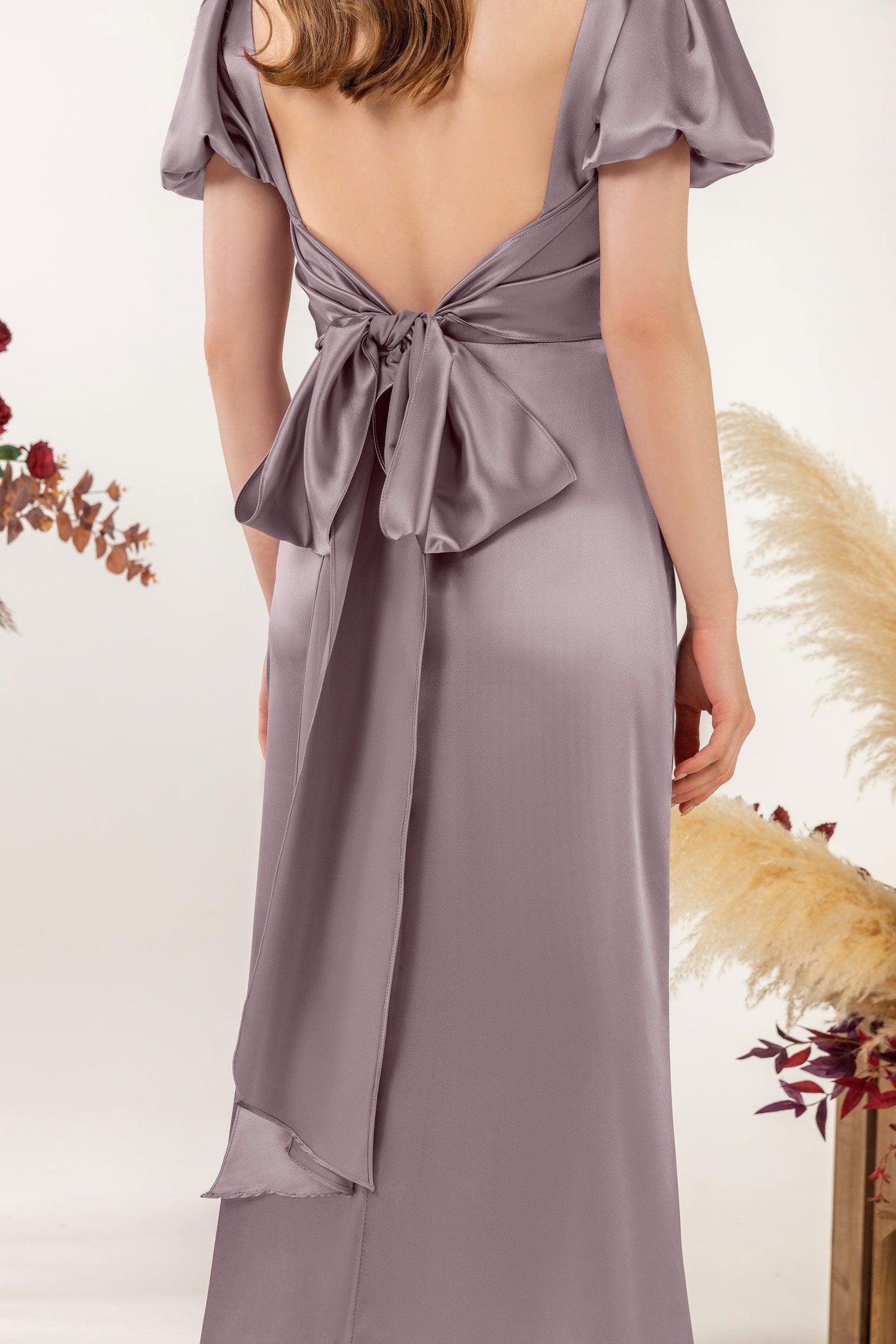 Sheath Sweep Acetate Satin Bridesmaid Dress Formal Dresses CB0511