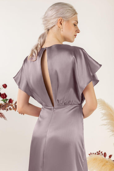 Sheath Sweep Luxe Satin Bridesmaid Dress Formal Dresses CB0512 - COCOMELODY