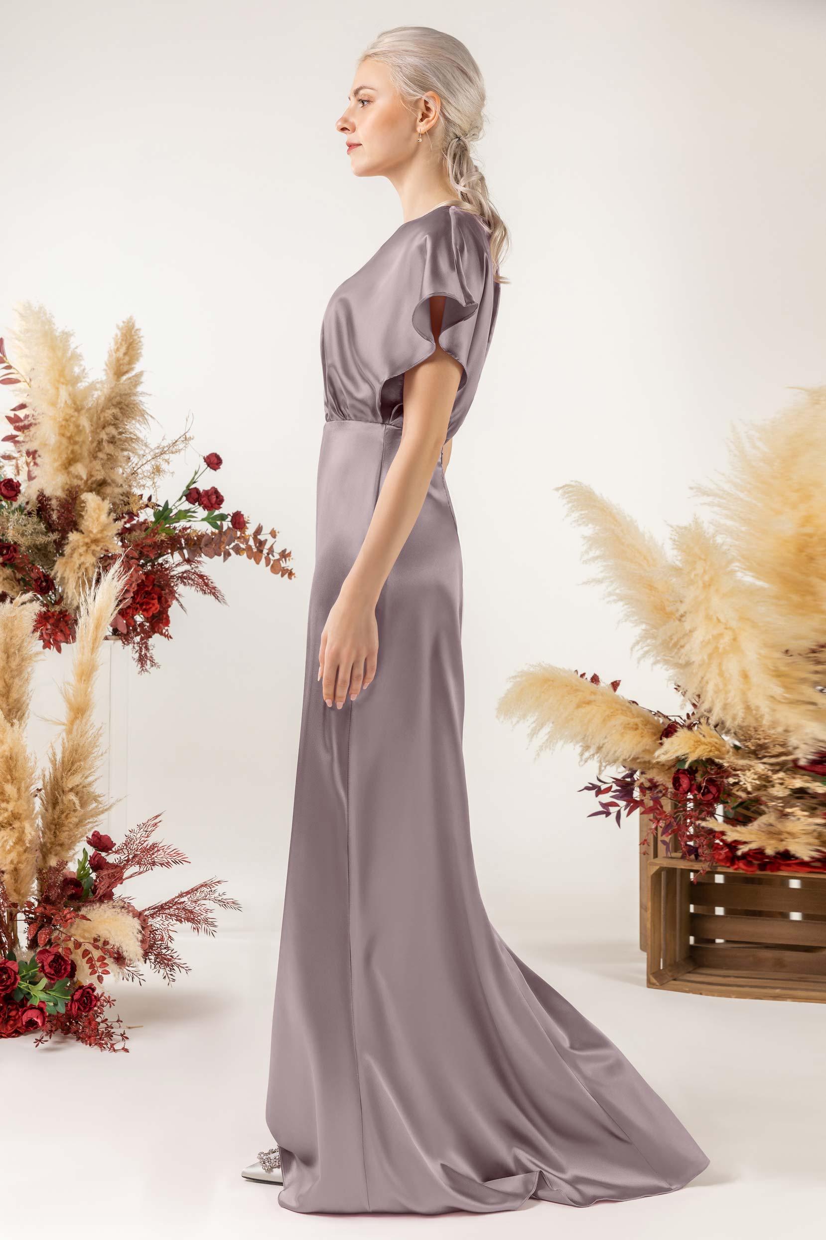 Sheath Sweep Luxe Satin Bridesmaid Dress Formal Dresses CB0512 - COCOMELODY