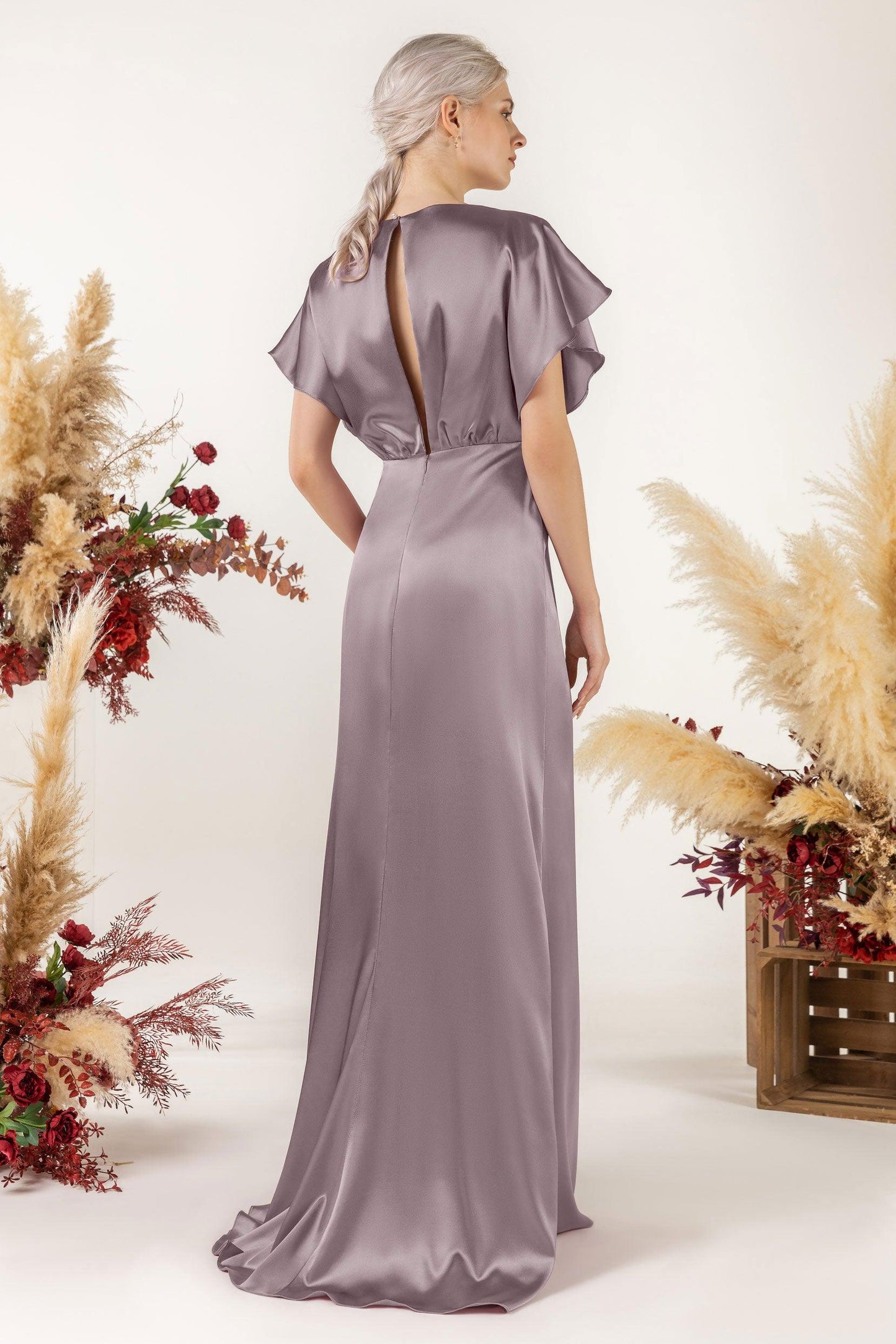 Sheath Sweep Luxe Satin Bridesmaid Dress Formal Dresses CB0512 - COCOMELODY