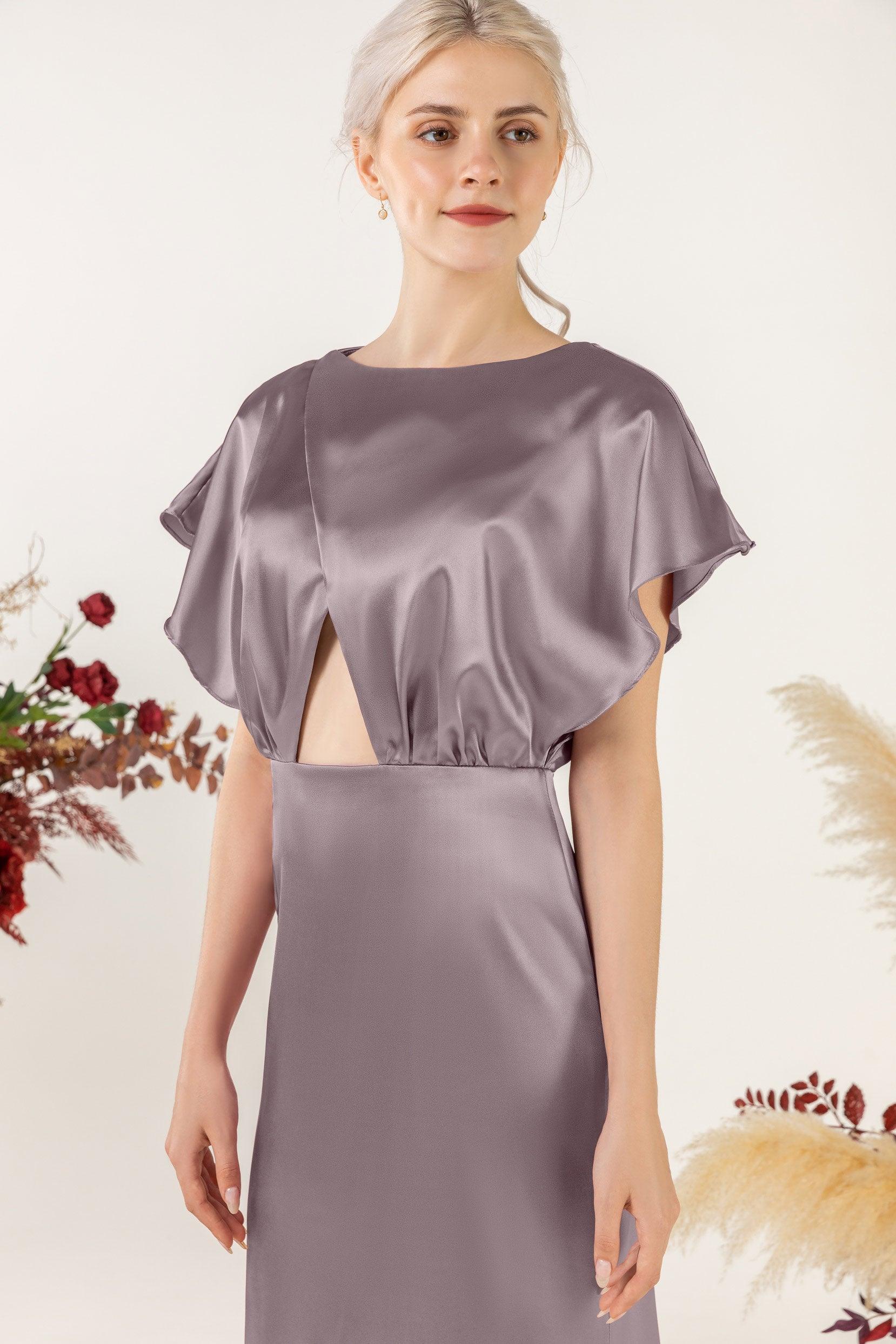 Sheath Sweep Luxe Satin Bridesmaid Dress Formal Dresses CB0512 - COCOMELODY