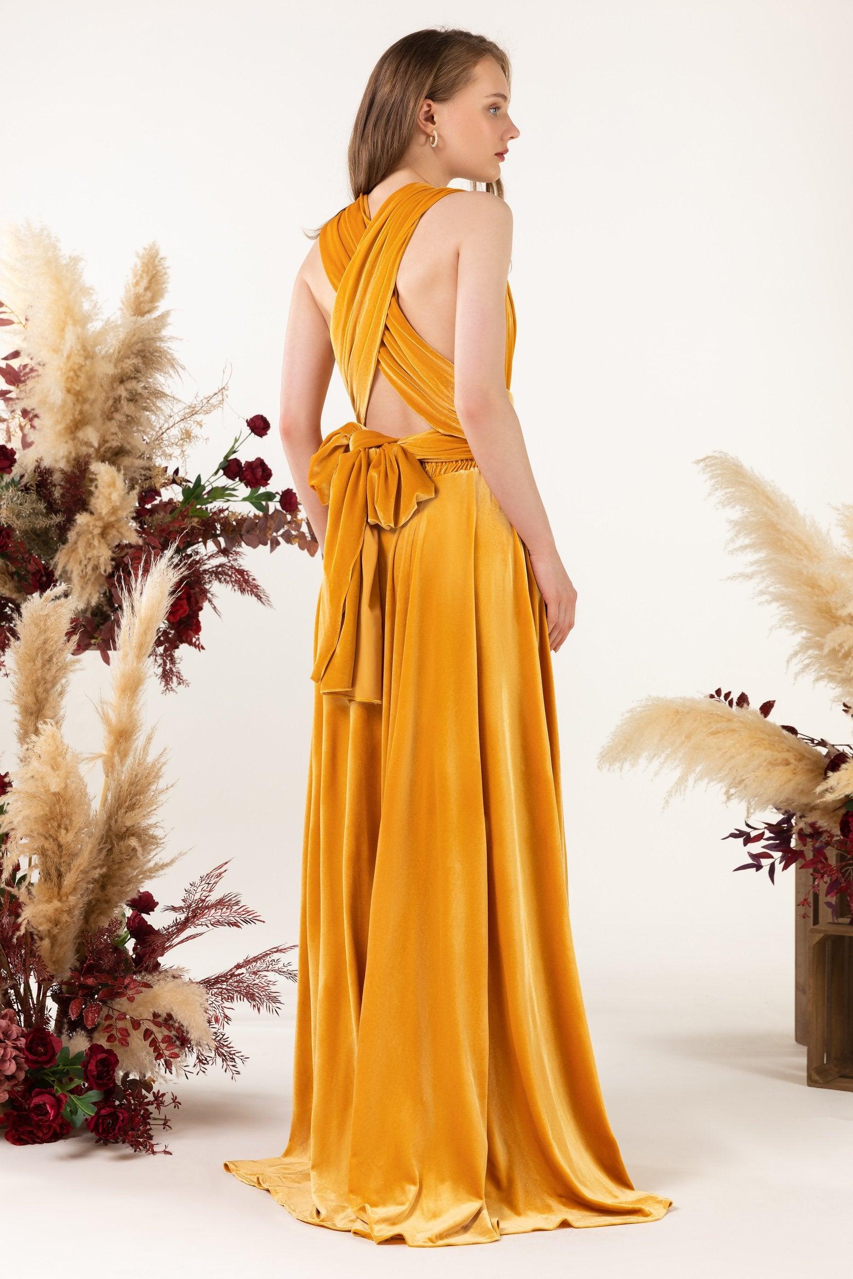 Asymmetrical Floor Length Velvet Bridesmaid Dress CB0514 - COCOMELODY