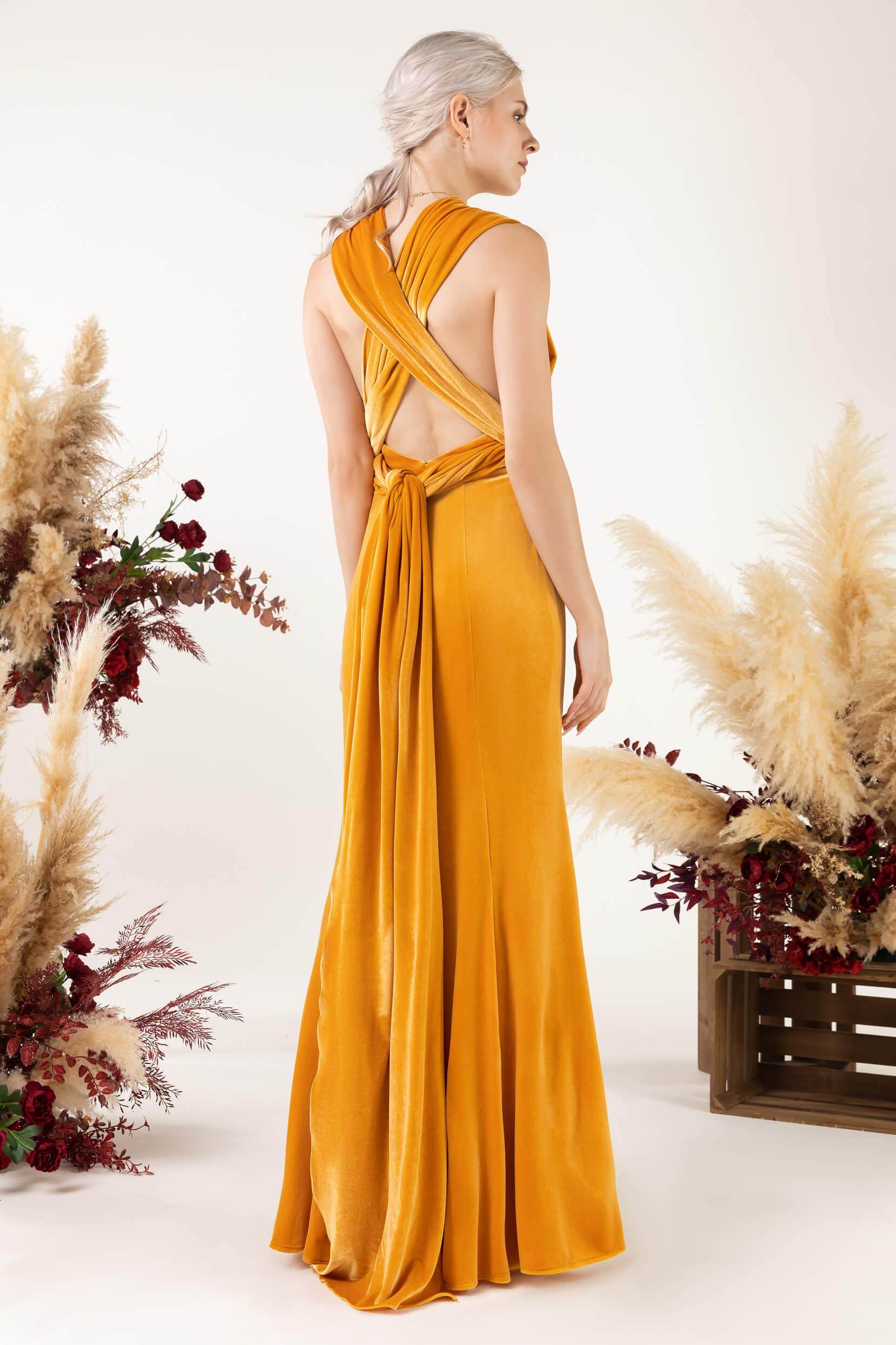Trumpet Sweep-Brush Train Velvet Bridesmaid Dress CB0515 - COCOMELODY