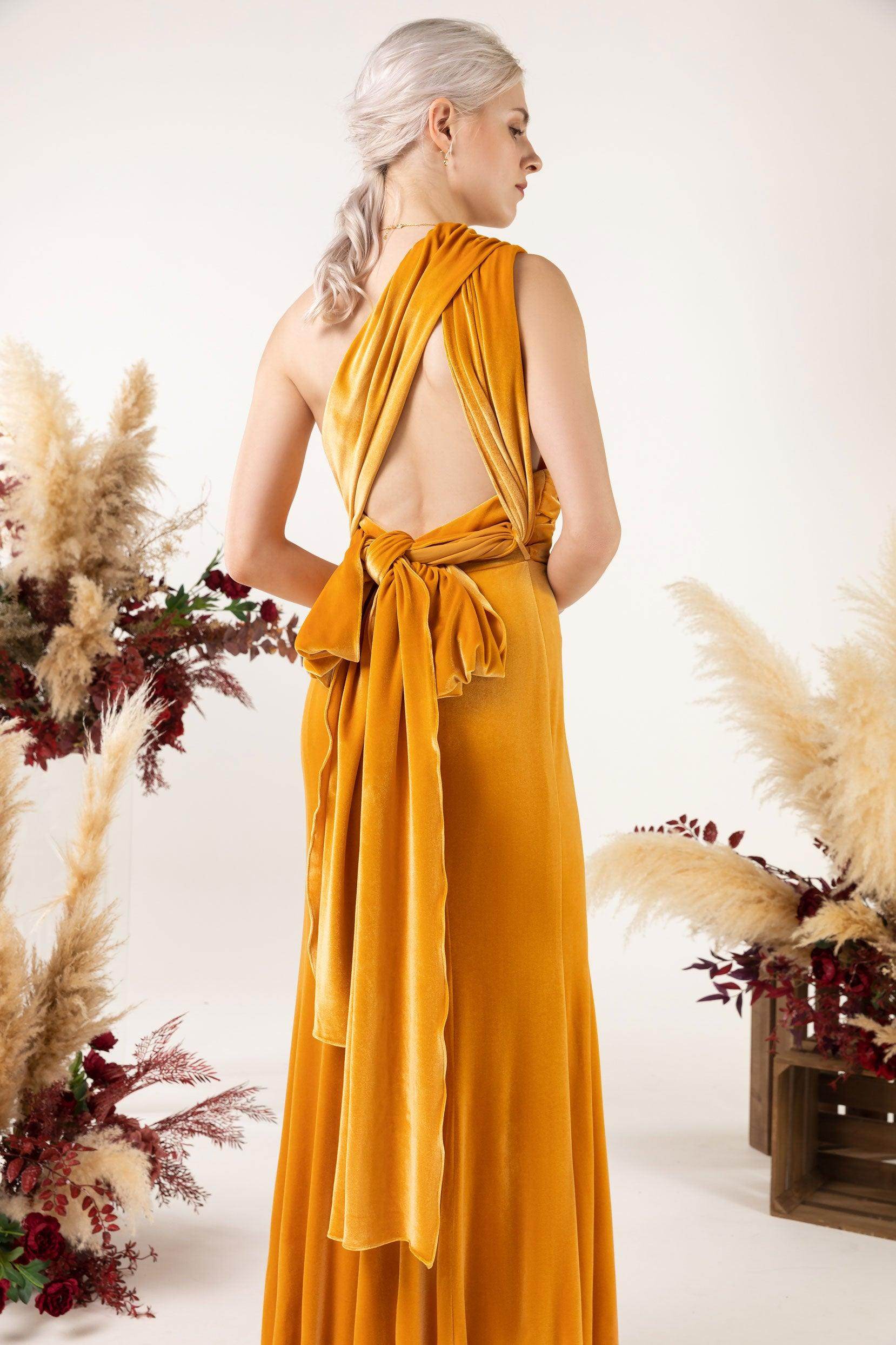 Trumpet Sweep-Brush Train Velvet Bridesmaid Dress CB0515 - COCOMELODY