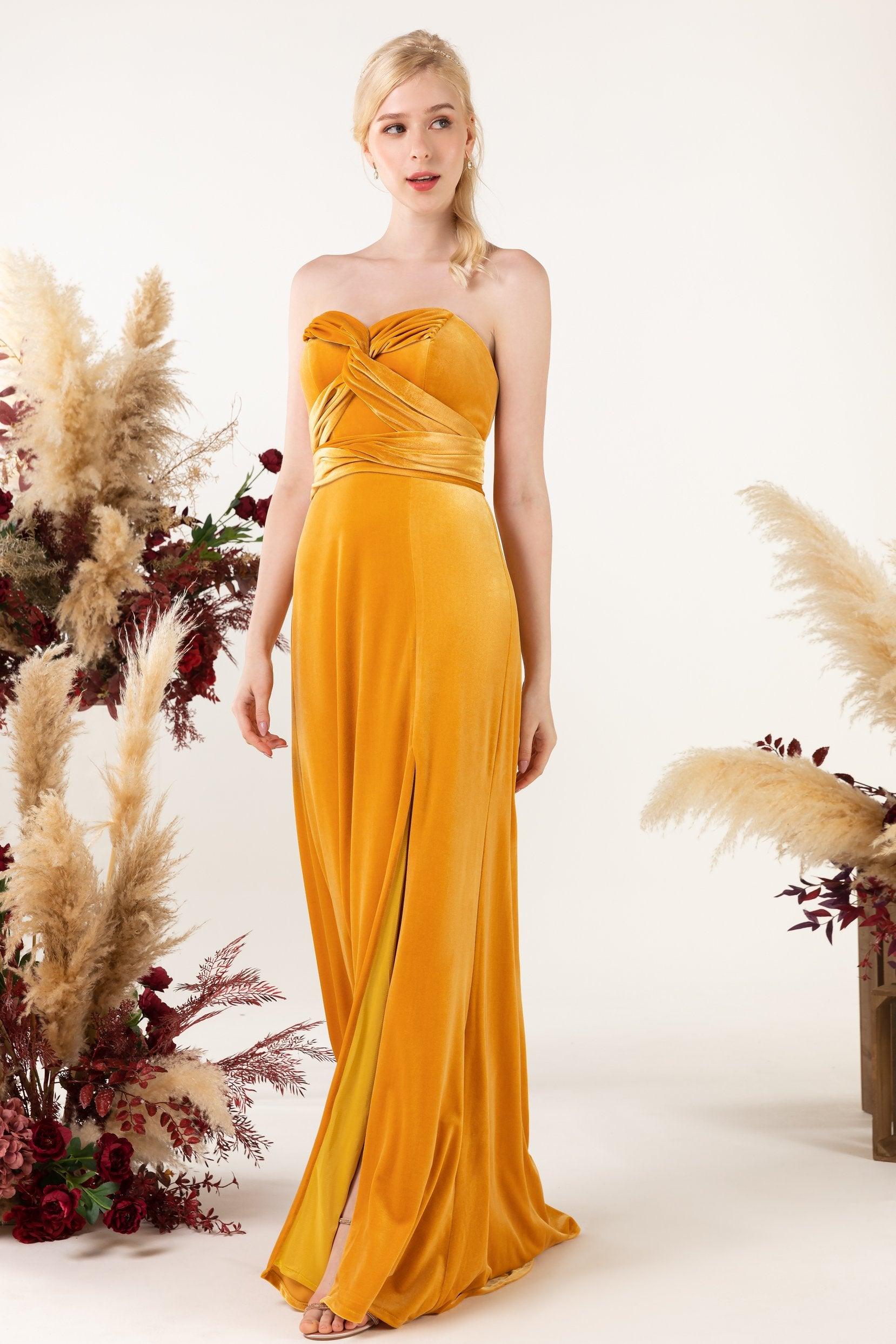 Sheath Sweep-Brush Train Velvet Bridesmaid Dress CB0516 - COCOMELODY