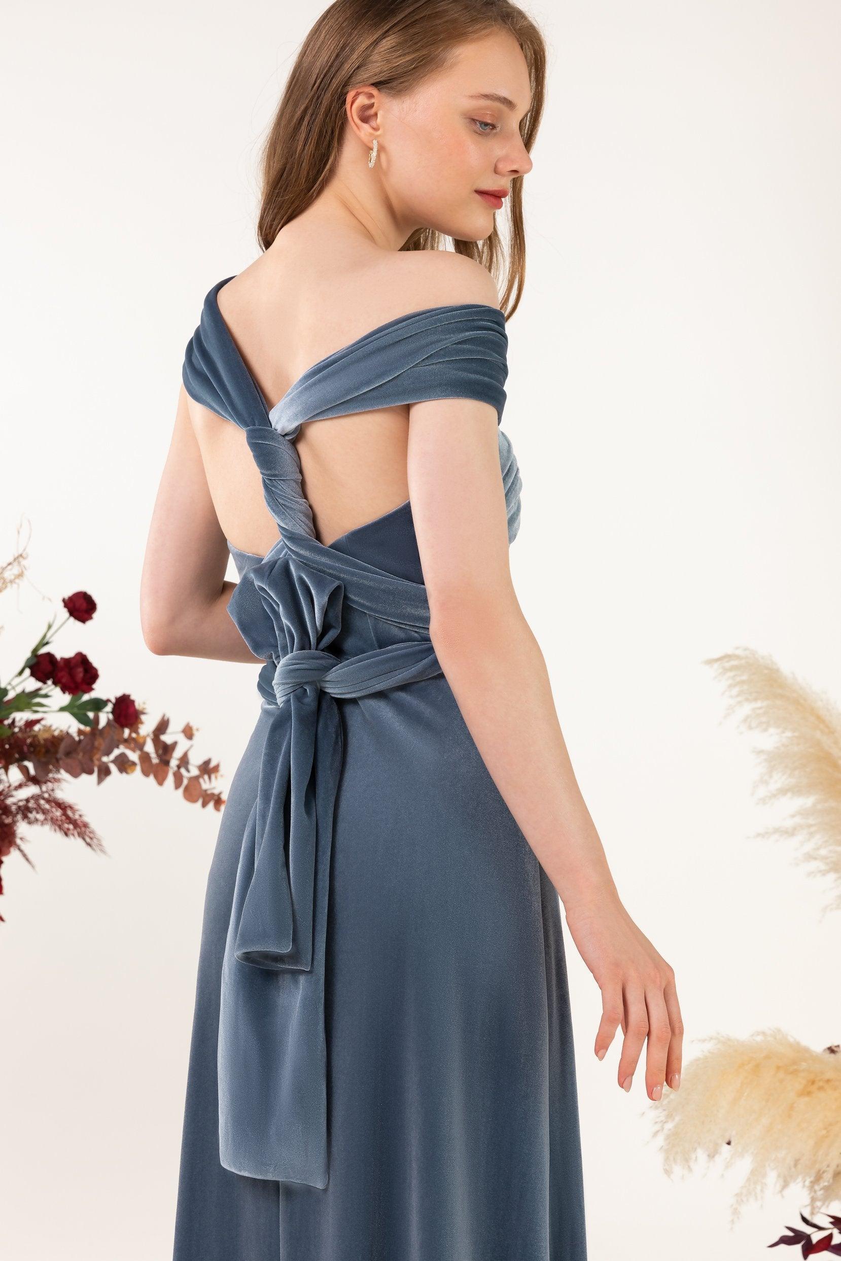 Sheath-Column Floor Length Velvet Bridesmaid Dress Formal Dresses CB0529 - COCOMELODY