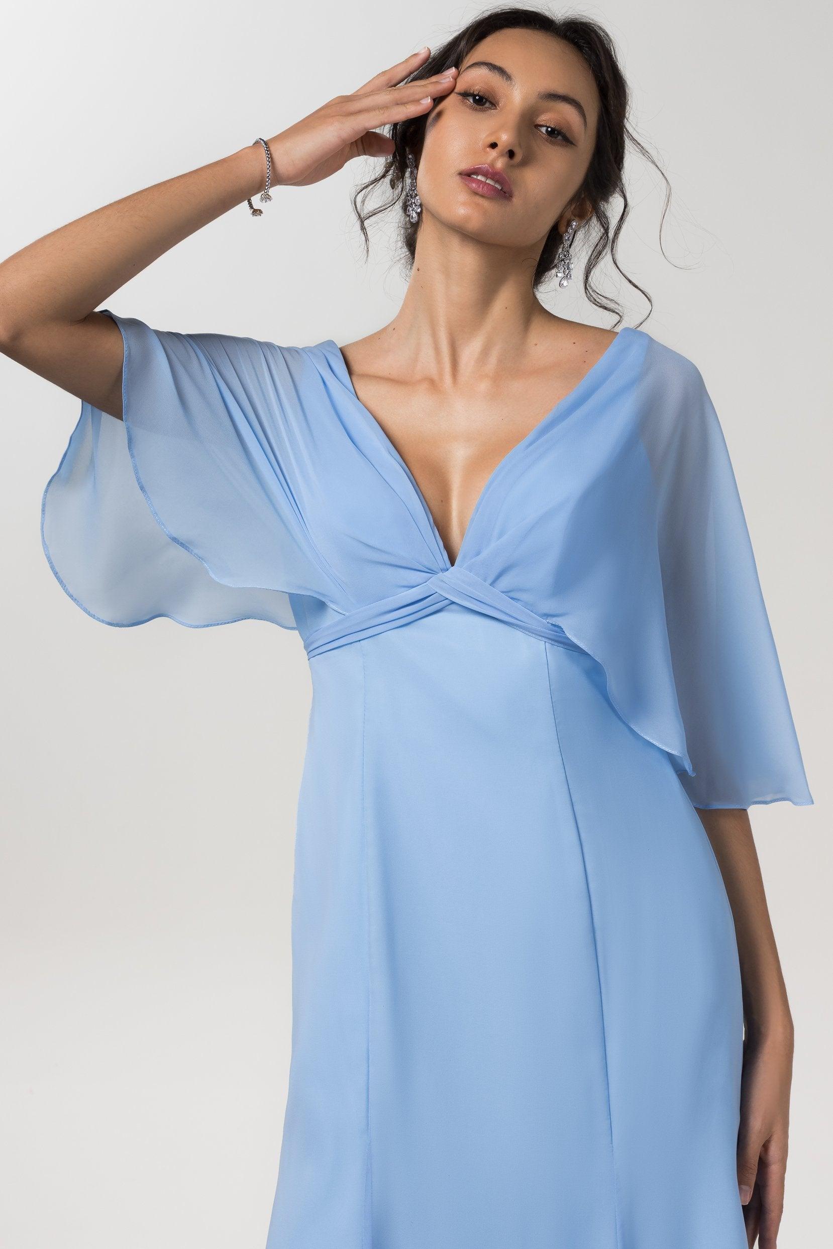 A-Line Tea Length Chiffon Bridesmaid Dress CB0553 - COCOMELODY