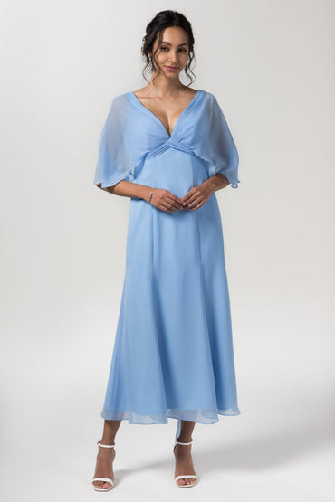 A-Line Tea Length Chiffon Bridesmaid Dress CB0553 - COCOMELODY