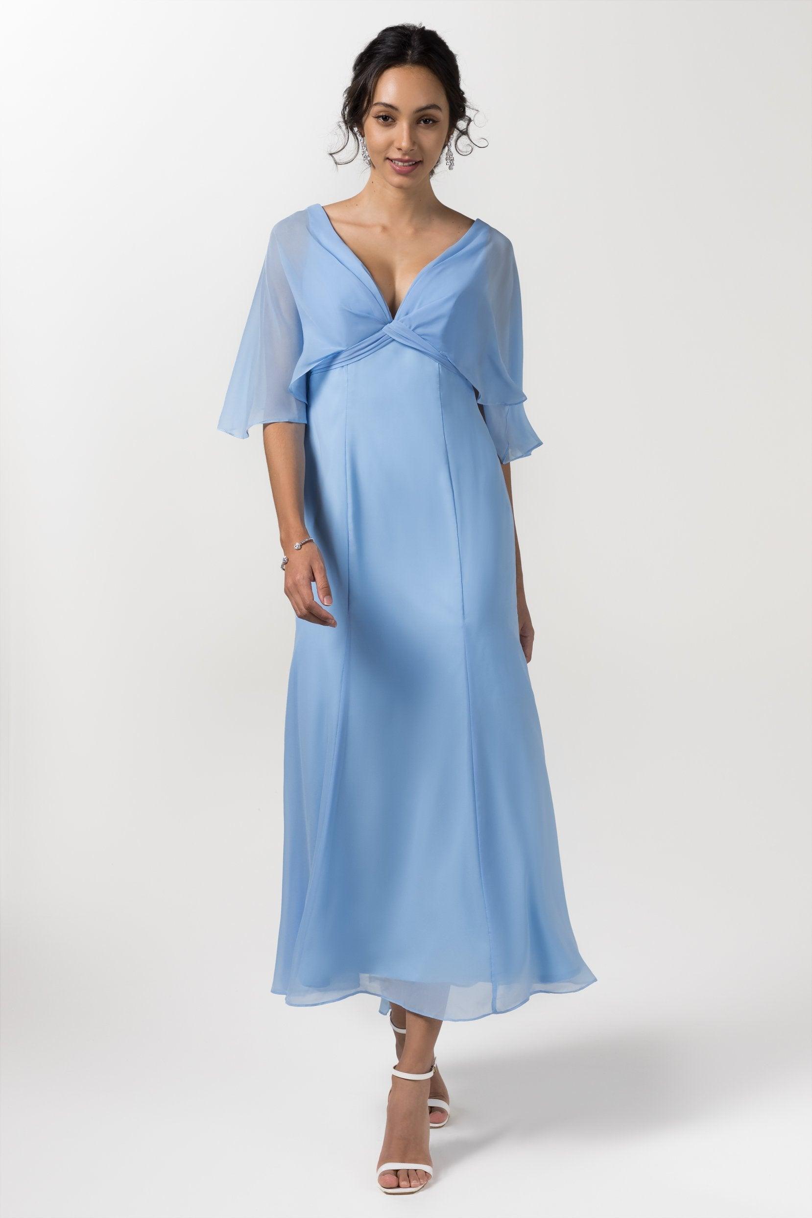 A-Line Tea Length Chiffon Bridesmaid Dress CB0553 - COCOMELODY