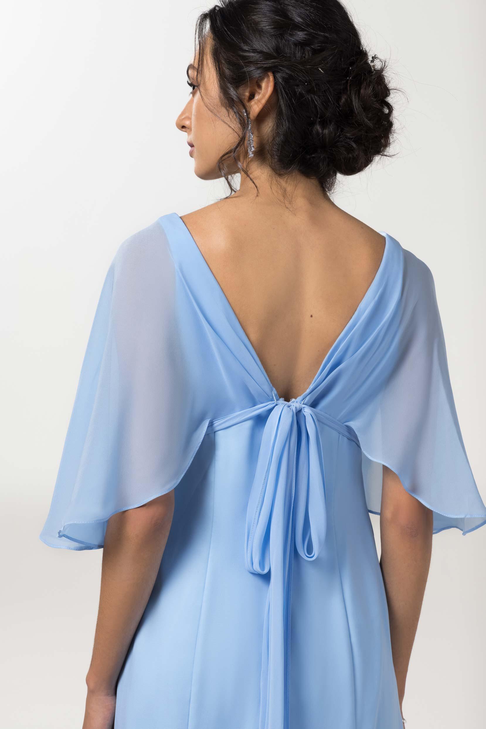 A-Line Tea Length Chiffon Bridesmaid Dress CB0553 - COCOMELODY