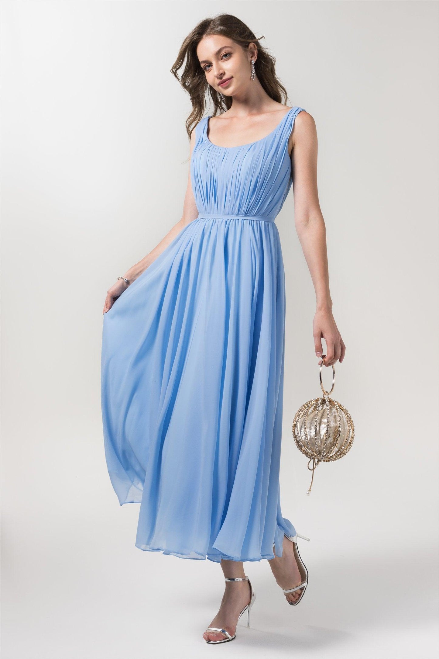 A-Line Tea Length Chiffon Bridesmaid Dress CB0555