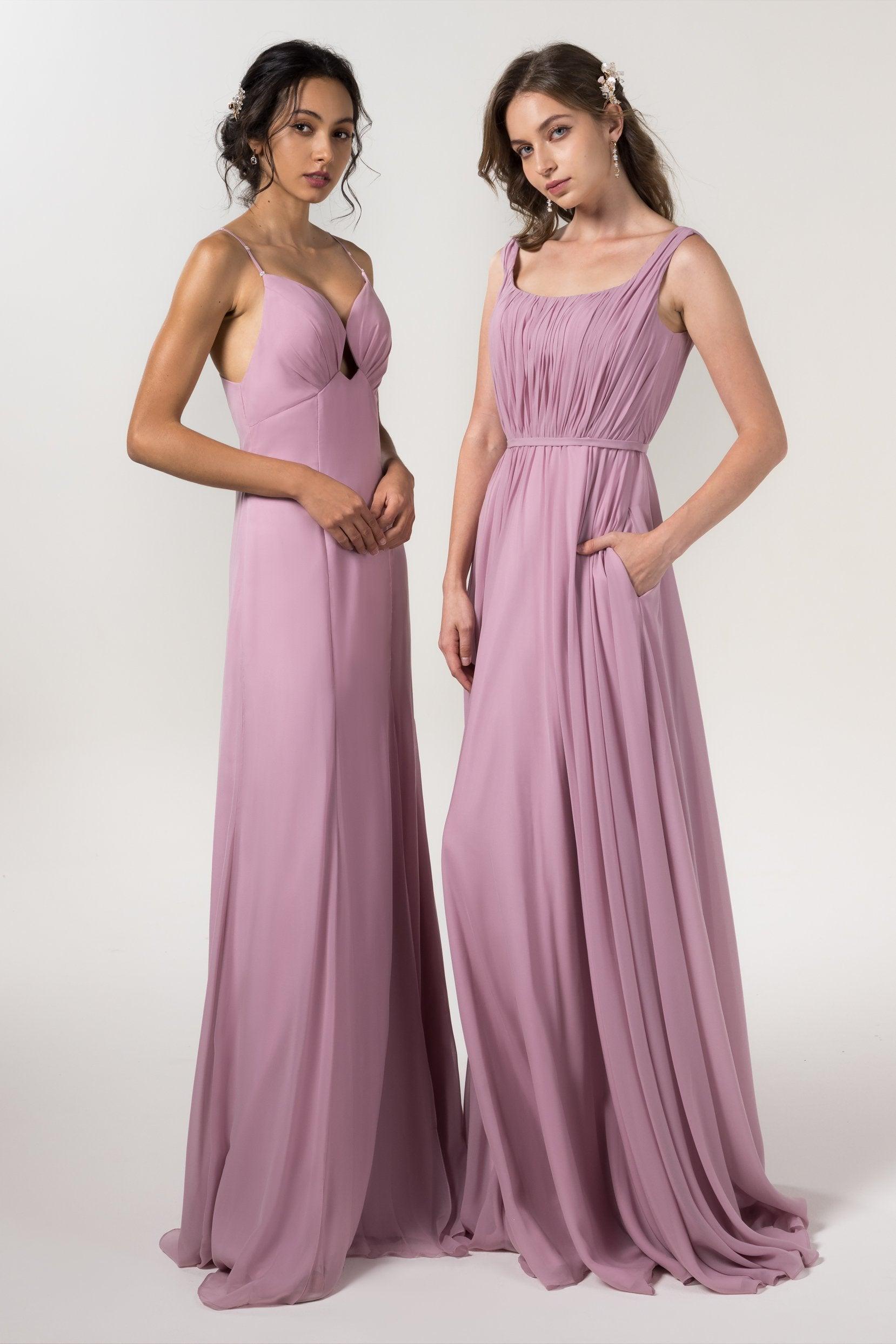 Sheath-Column Floor Length Chiffon Bridesmaid Dress CB0556 - COCOMELODY