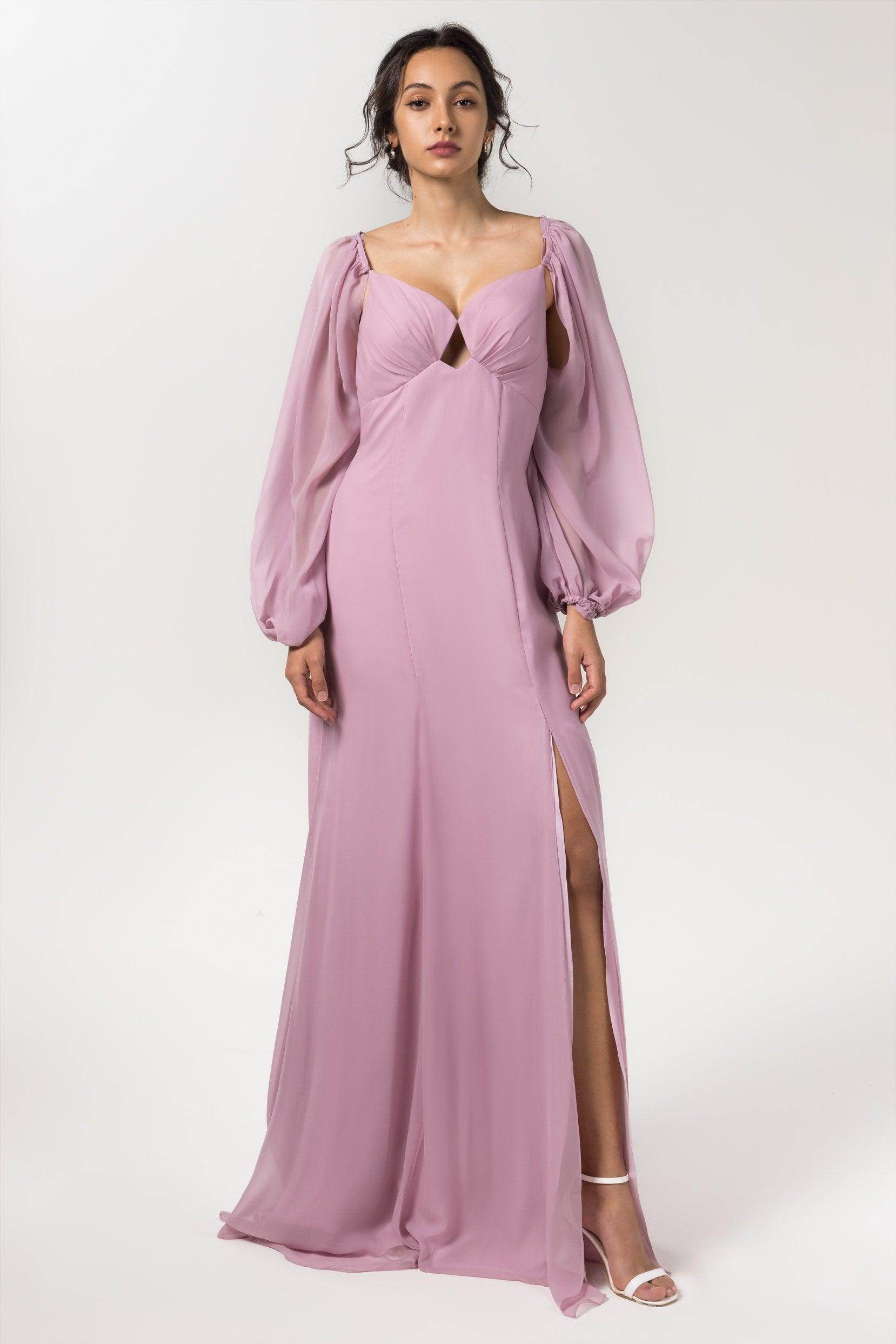 Sheath-Column Floor Length Chiffon Bridesmaid Dress CB0556 - COCOMELODY