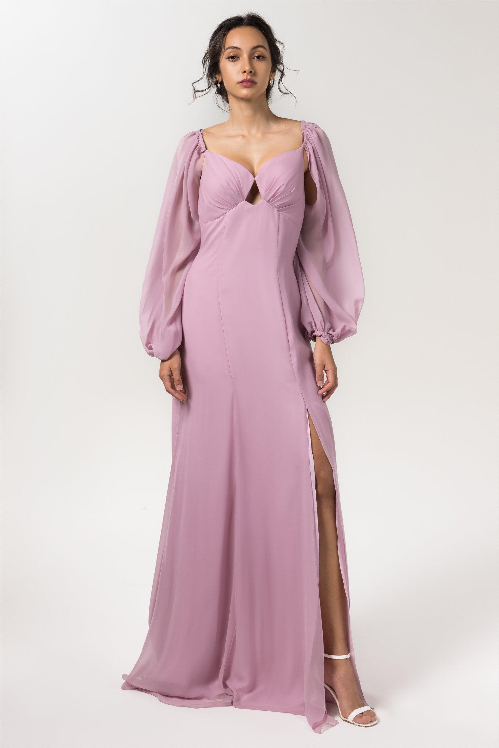 Sheath-Column Floor Length Chiffon Bridesmaid Dress CB0556 - COCOMELODY