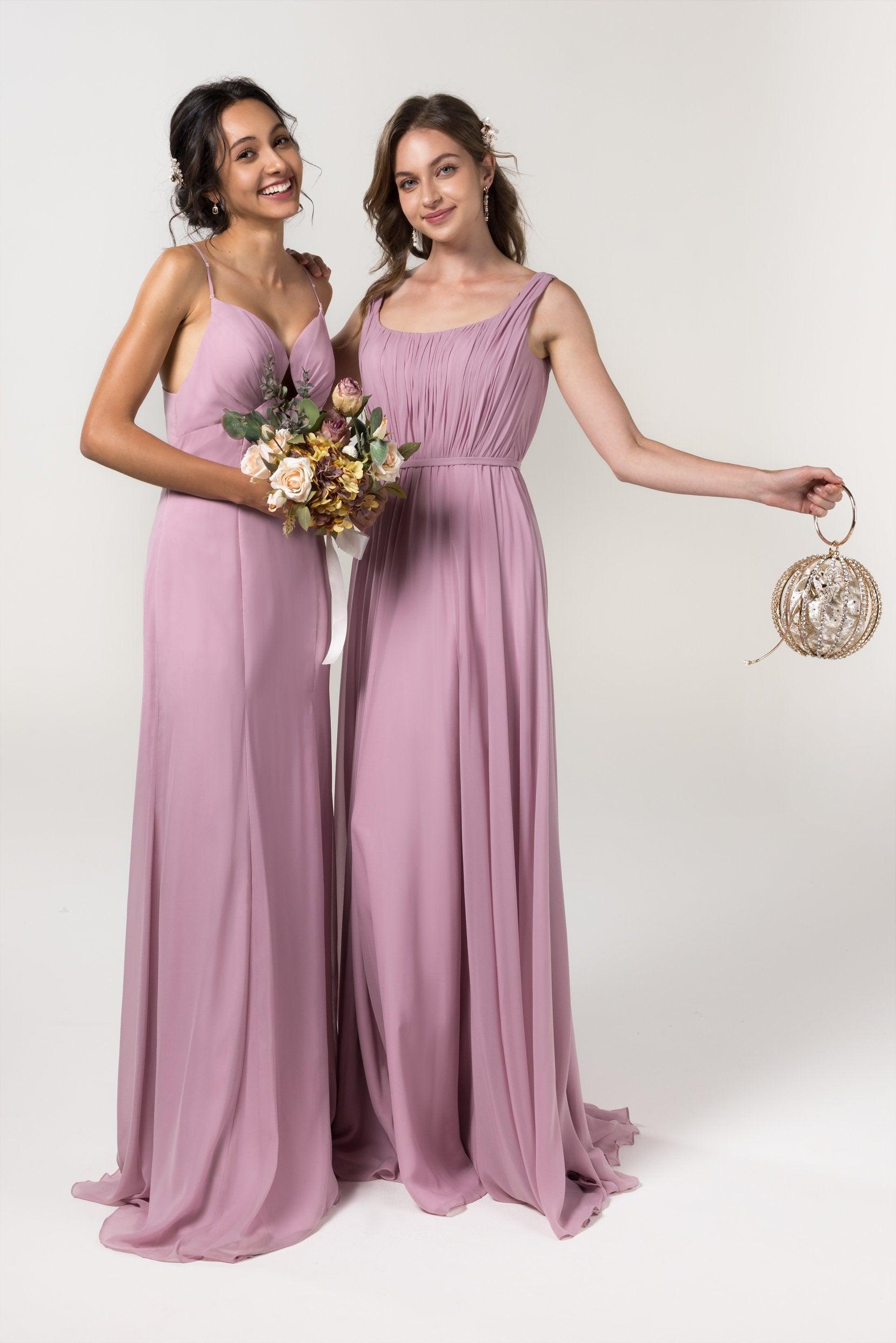 Sheath-Column Floor Length Chiffon Bridesmaid Dress CB0556 - COCOMELODY