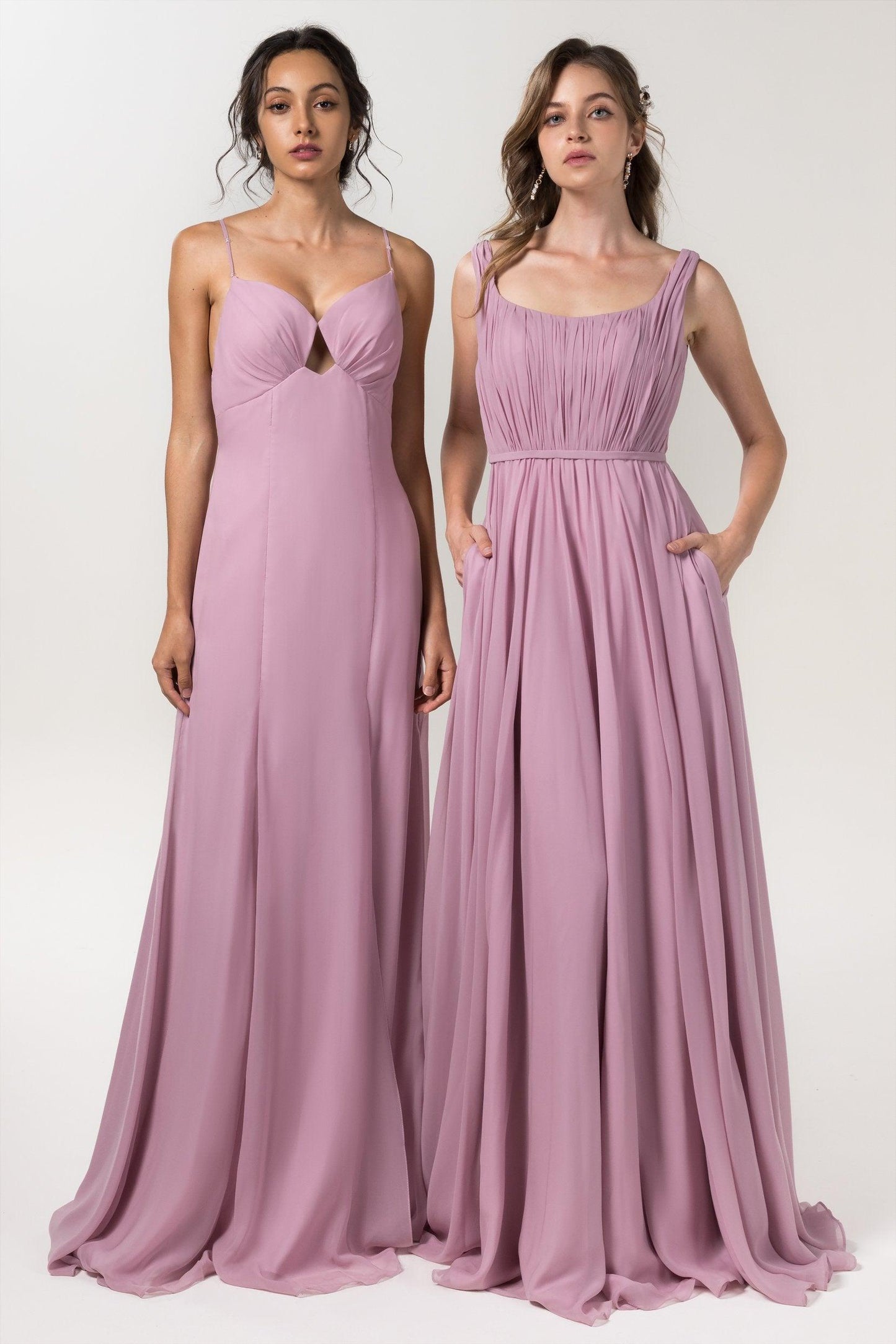 Sheath-Column Floor Length Chiffon Bridesmaid Dress CB0556 - COCOMELODY