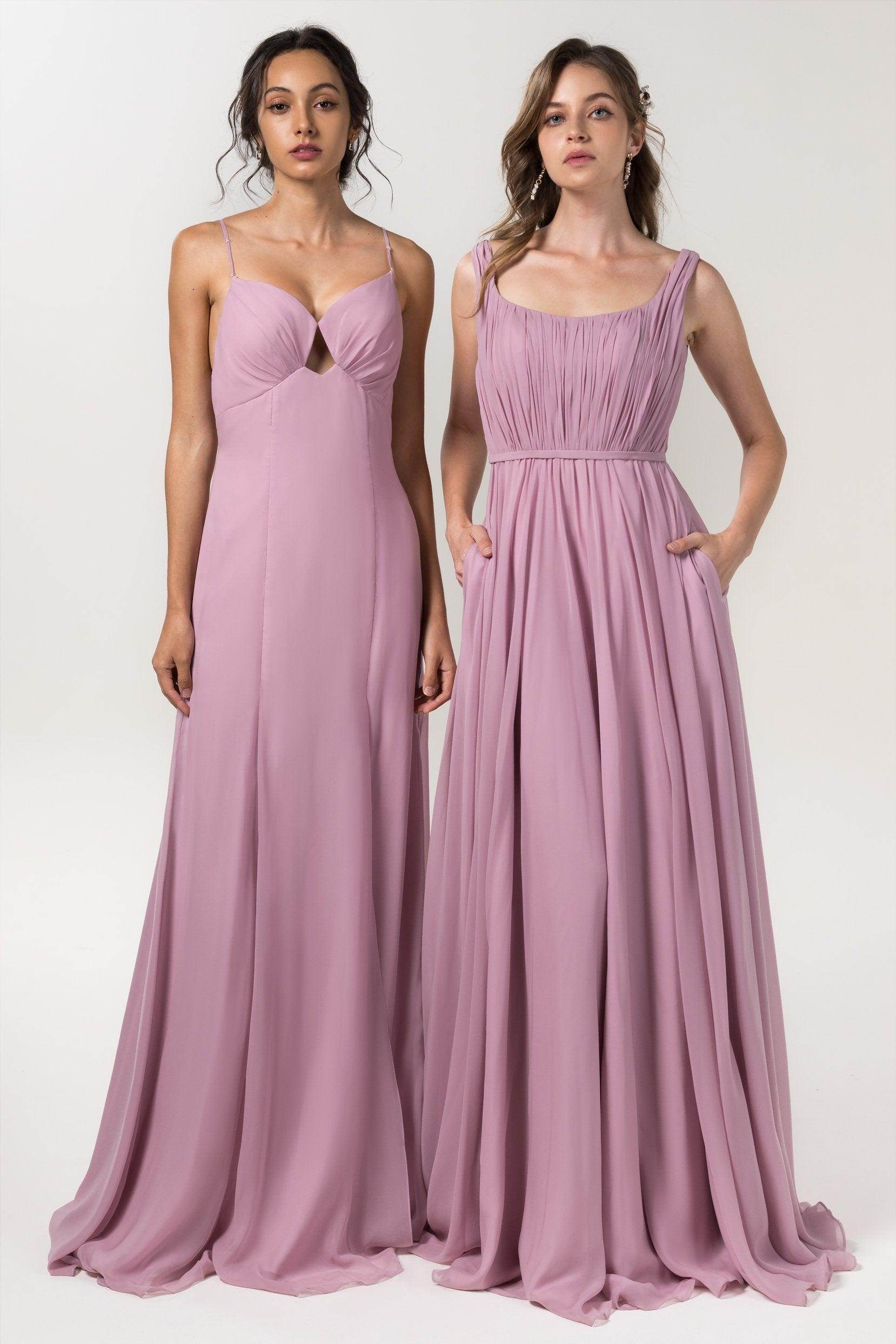 Sheath-Column Floor Length Chiffon Bridesmaid Dress CB0556 - COCOMELODY