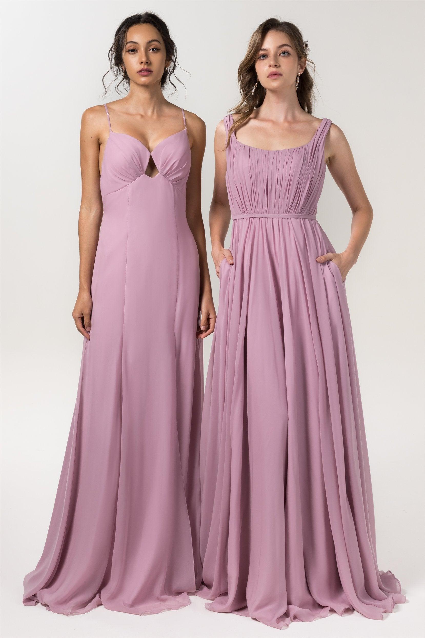 Sheath-Column Floor Length Chiffon Bridesmaid Dress CB0556 - COCOMELODY