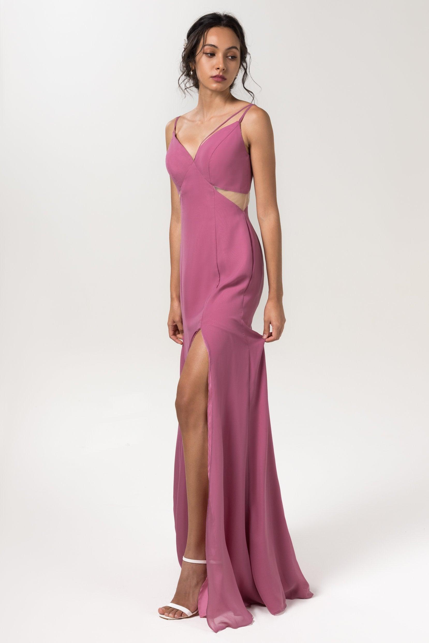 Sheath-Column Floor Length Chiffon Bridesmaid Dress CB0558 - COCOMELODY