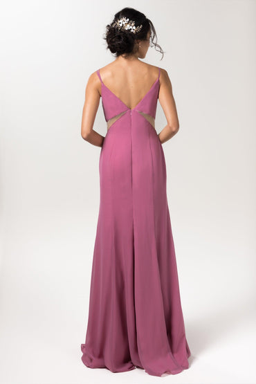 Sheath-Column Floor Length Chiffon Bridesmaid Dress CB0558 - COCOMELODY
