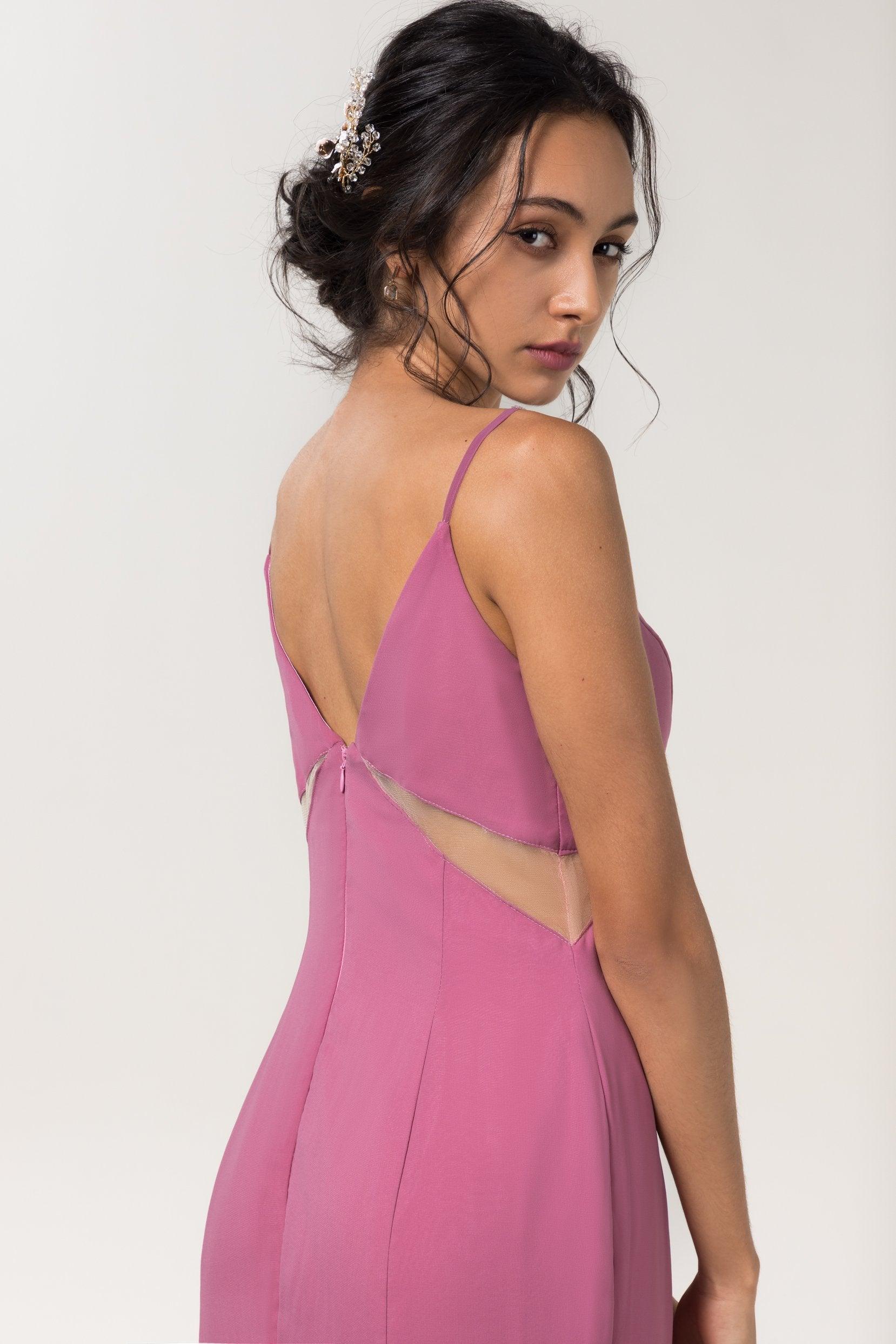 Sheath-Column Floor Length Chiffon Bridesmaid Dress CB0558 - COCOMELODY