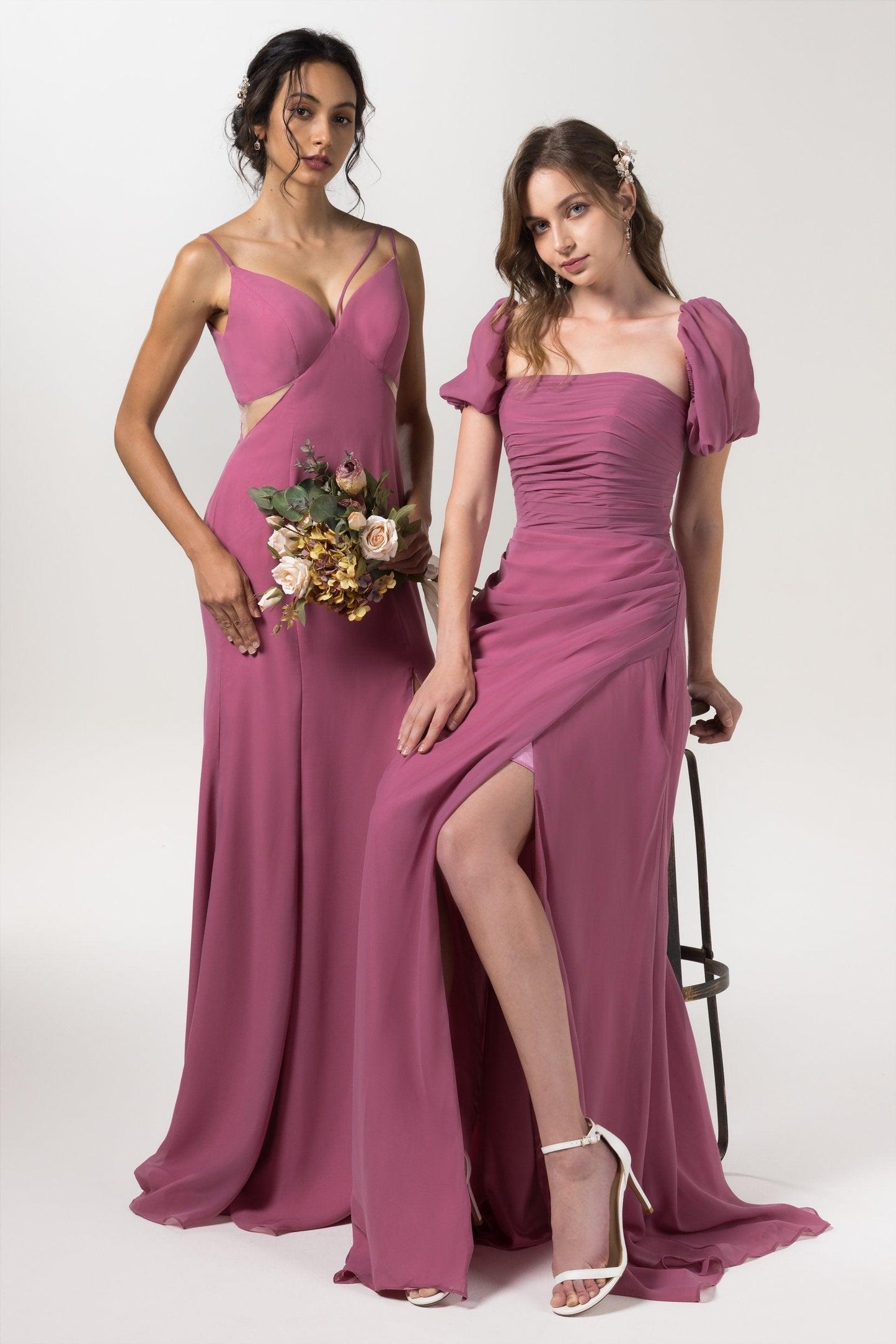 Sheath-Column Floor Length Chiffon Bridesmaid Dress CB0558