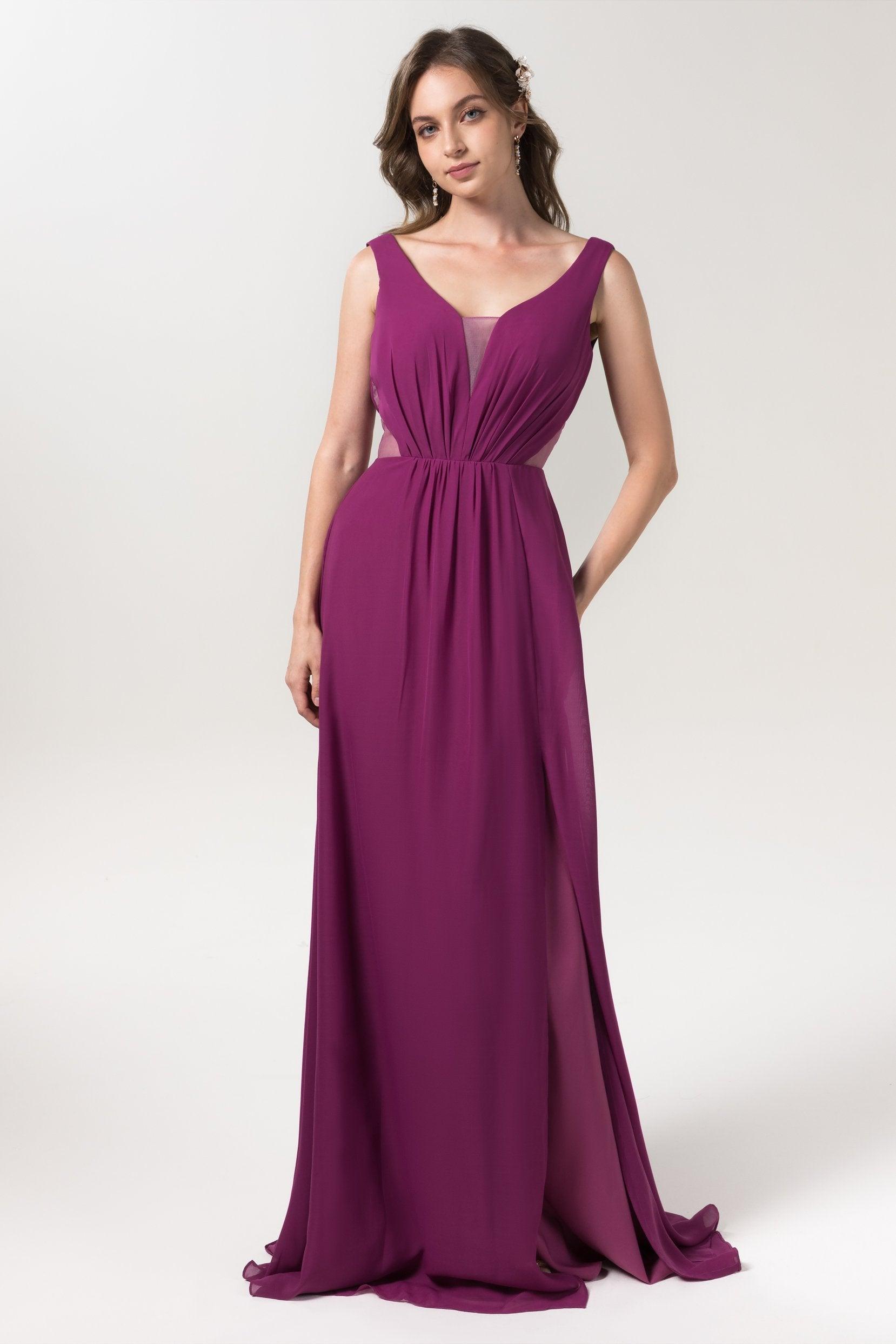 A-Line Floor Length Chiffon Bridesmaid Dress CB0559 - COCOMELODY