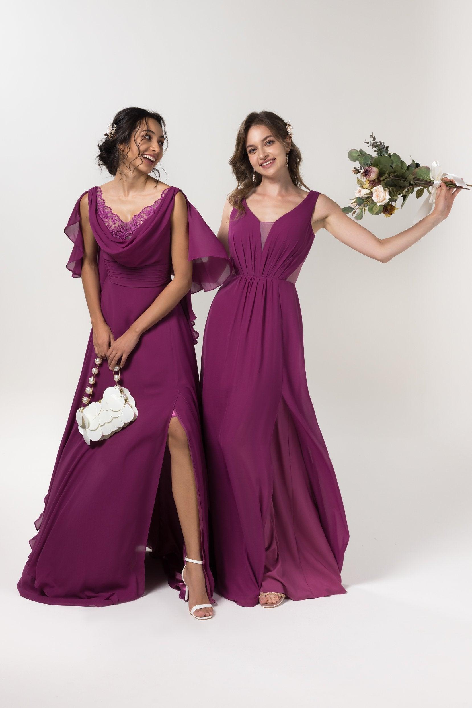 A-Line Floor Length Chiffon Bridesmaid Dress CB0559 - COCOMELODY