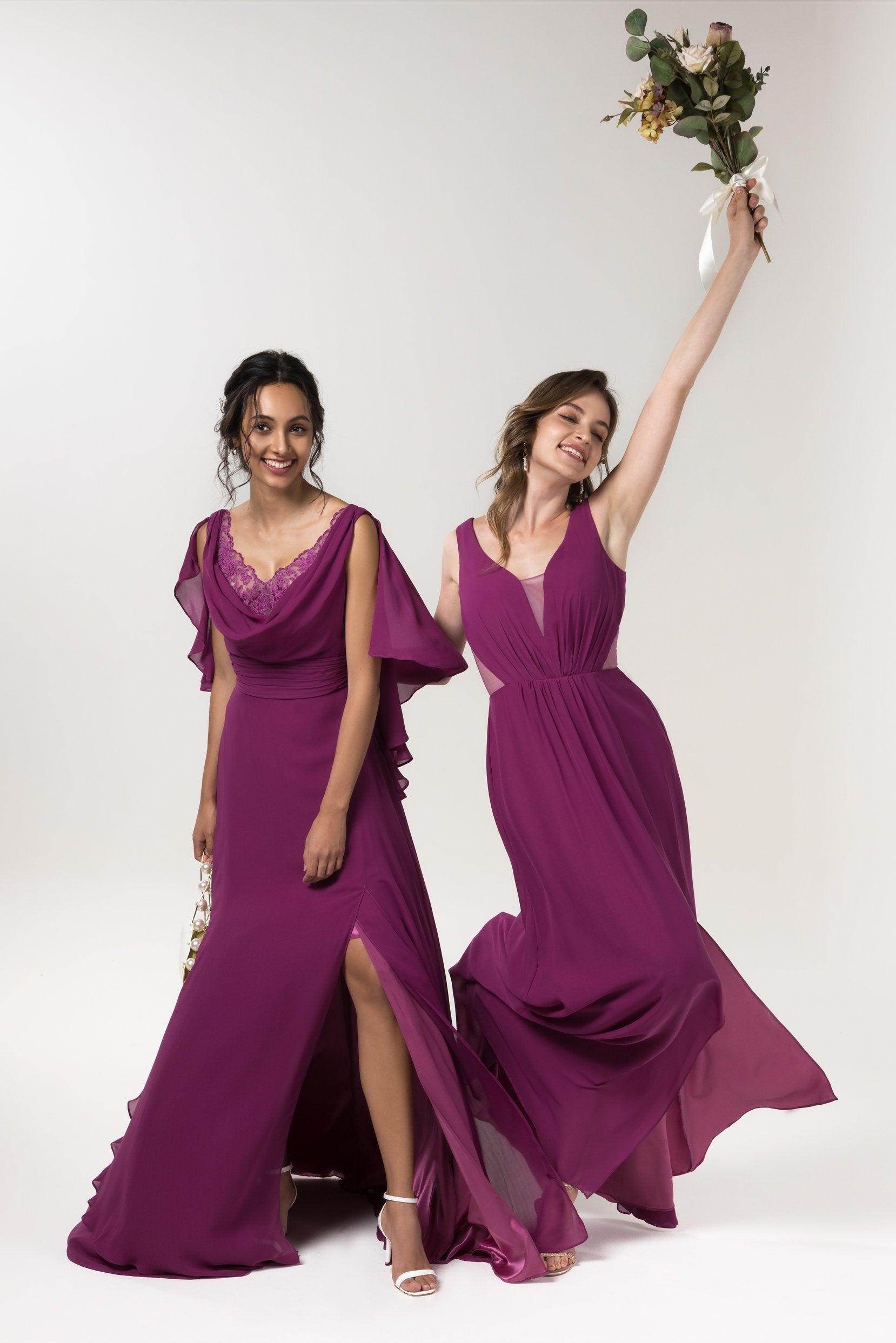 A-Line Floor Length Chiffon Bridesmaid Dress CB0559 - COCOMELODY