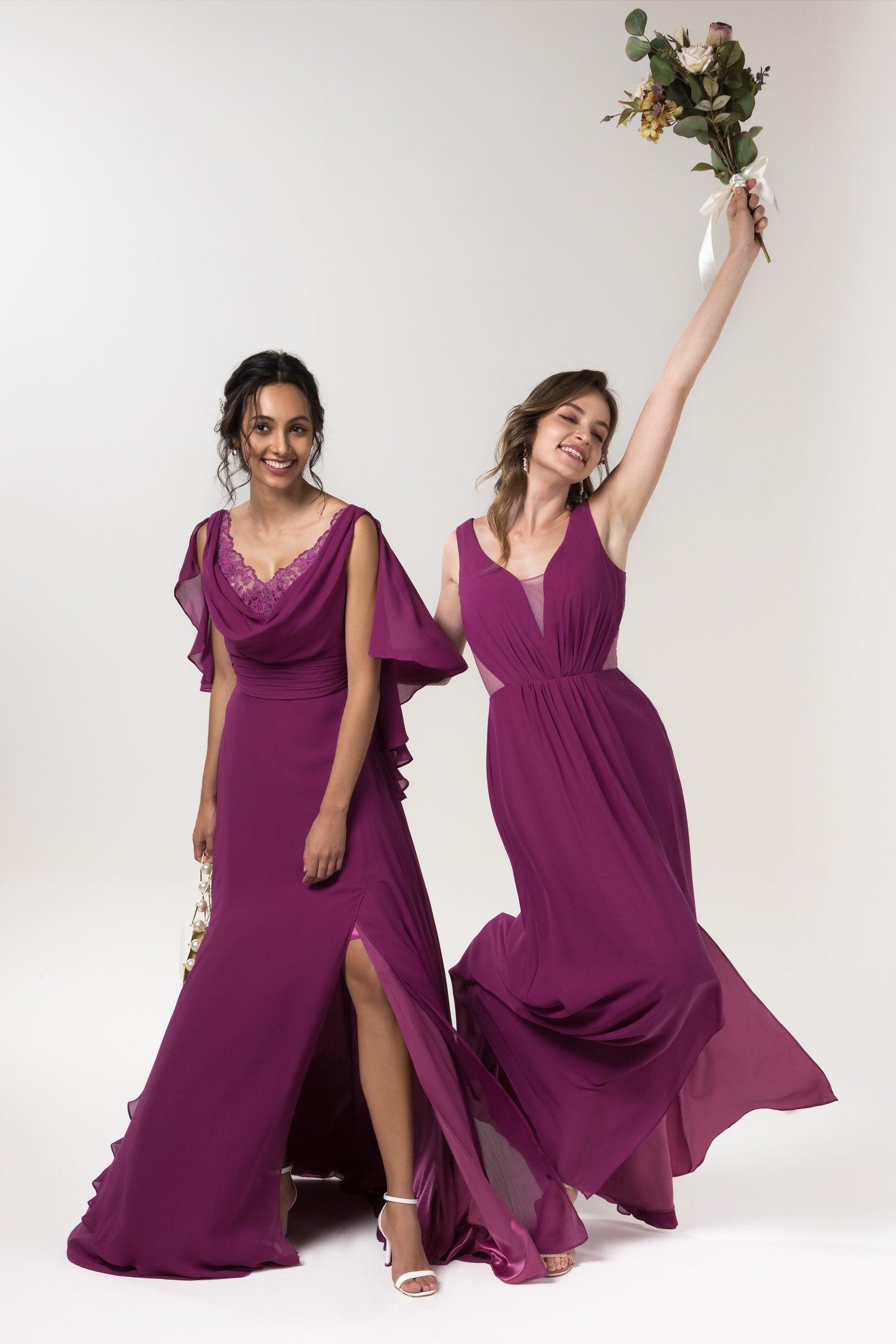 A-Line Floor Length Chiffon Bridesmaid Dress CB0559 - COCOMELODY