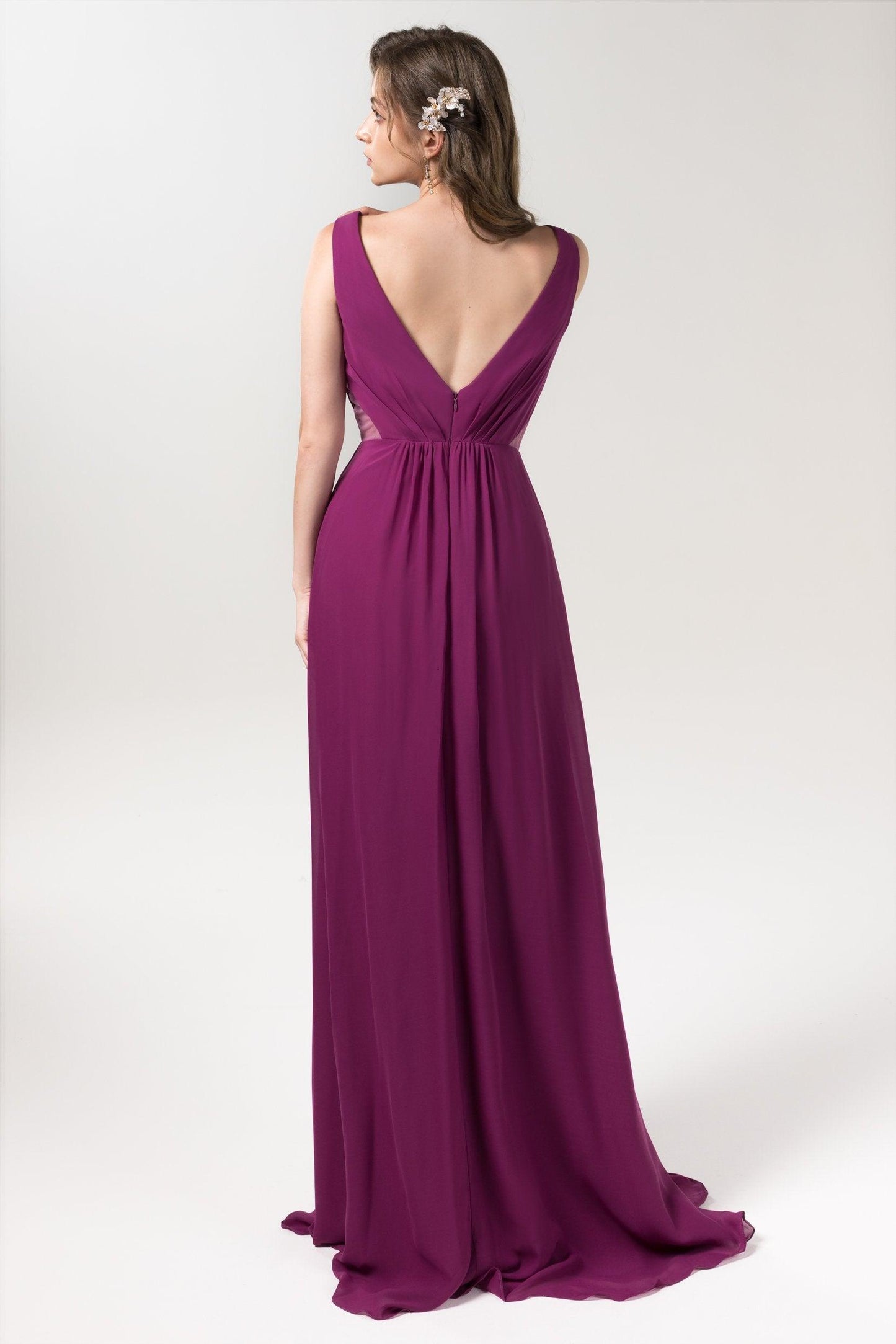 A-Line Floor Length Chiffon Bridesmaid Dress CB0559 - COCOMELODY