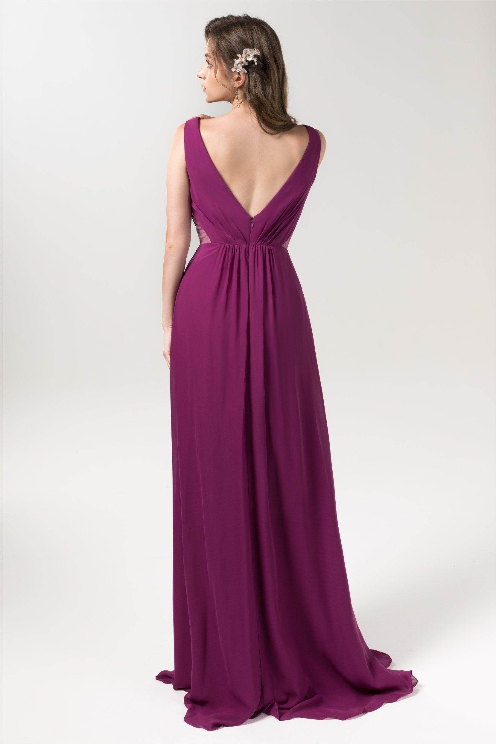 A-Line Floor Length Chiffon Bridesmaid Dress CB0559 - COCOMELODY