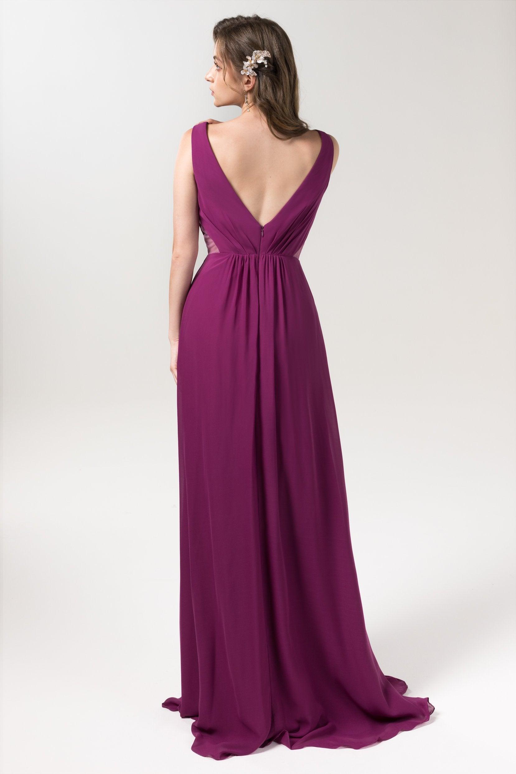 A-Line Floor Length Chiffon Bridesmaid Dress CB0559 - COCOMELODY