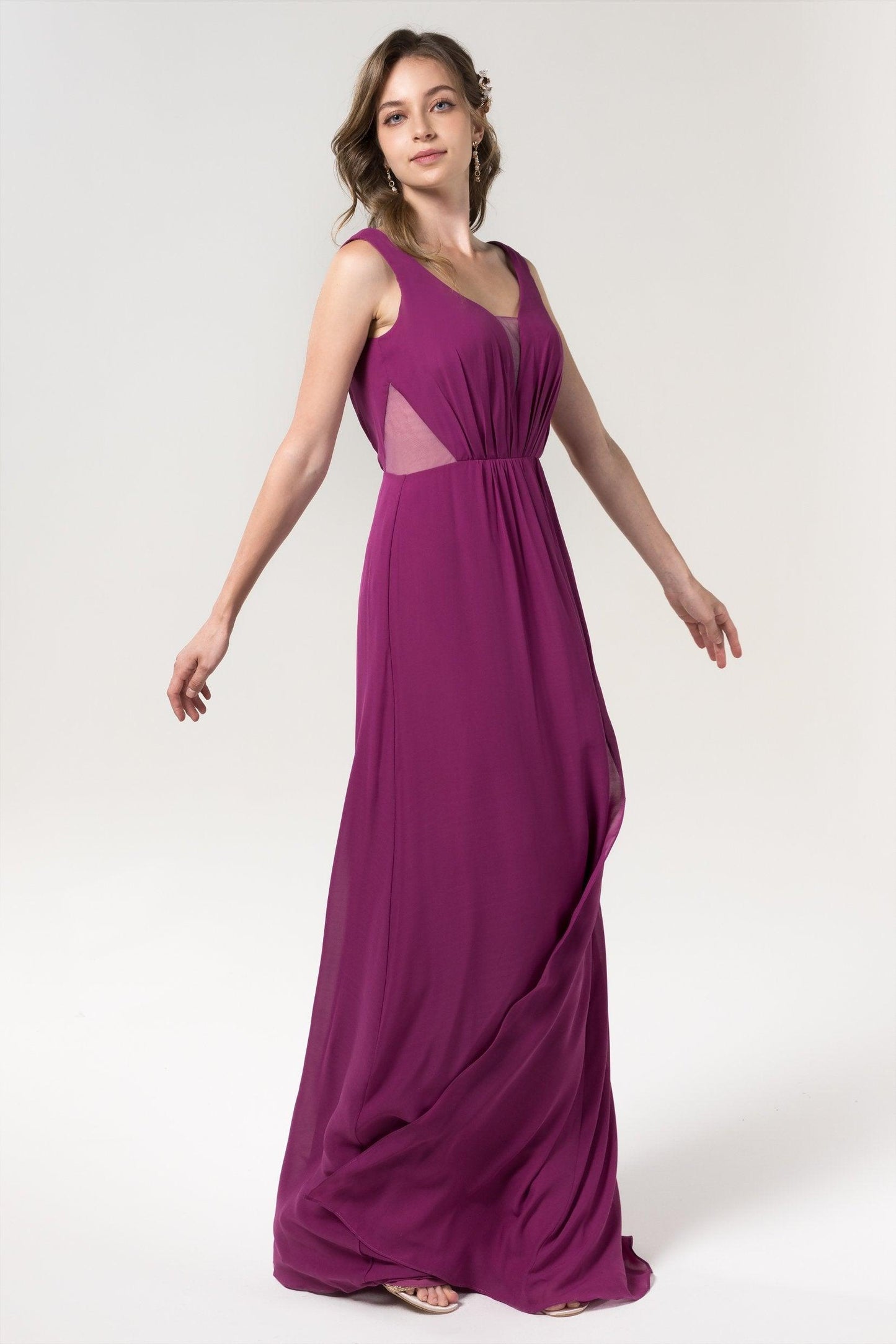 A-Line Floor Length Chiffon Bridesmaid Dress CB0559 - COCOMELODY