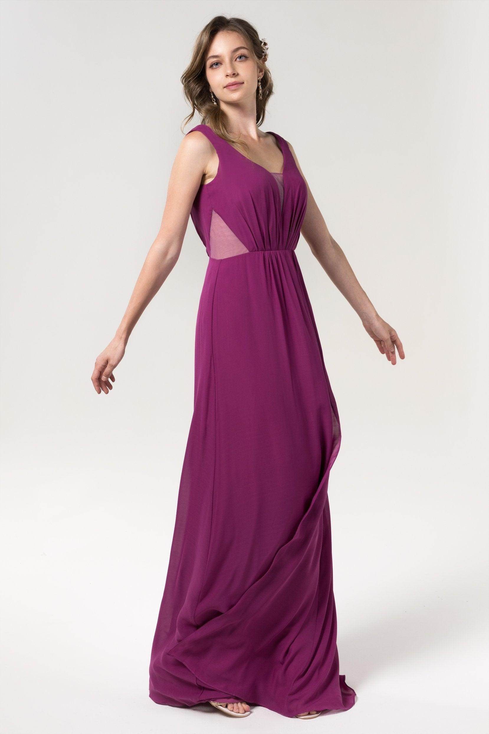 A-Line Floor Length Chiffon Bridesmaid Dress CB0559 - COCOMELODY