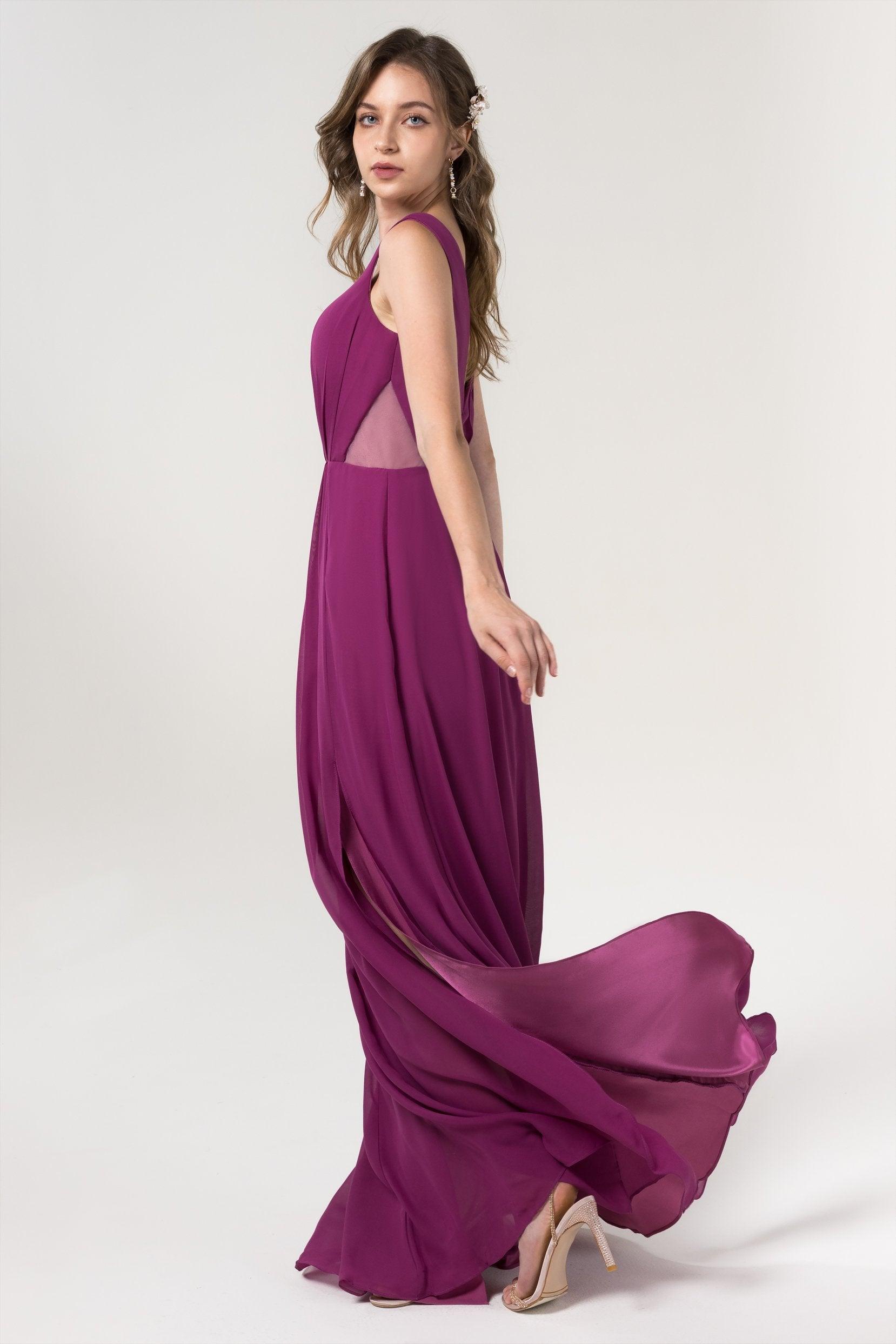 A-Line Floor Length Chiffon Bridesmaid Dress CB0559 - COCOMELODY