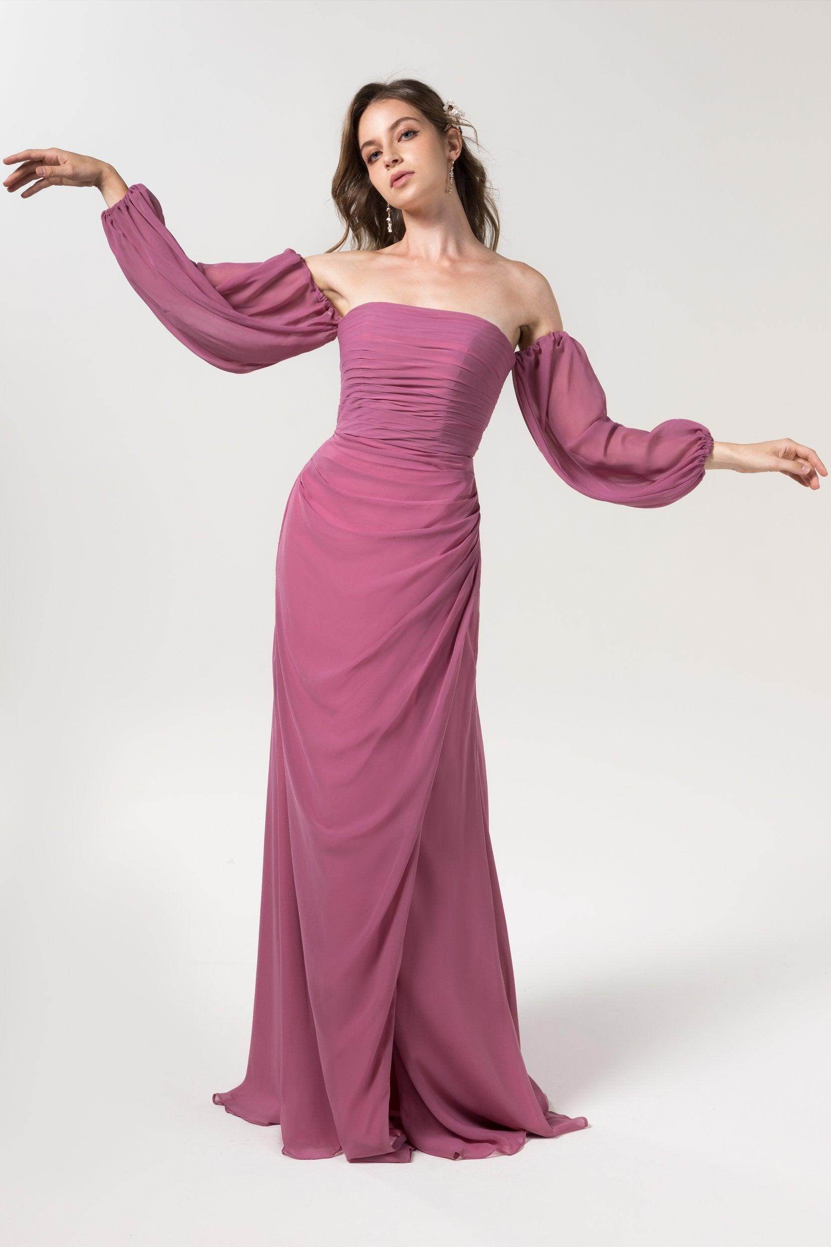 Sheath-Column Floor Length Chiffon Bridesmaid Dress Formal Dresses CB0561 - COCOMELODY
