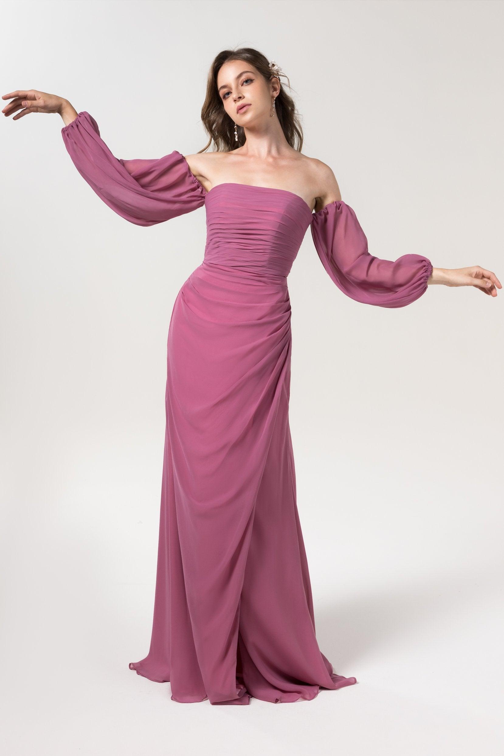 Sheath-Column Floor Length Chiffon Bridesmaid Dress Formal Dresses CB0561 - COCOMELODY