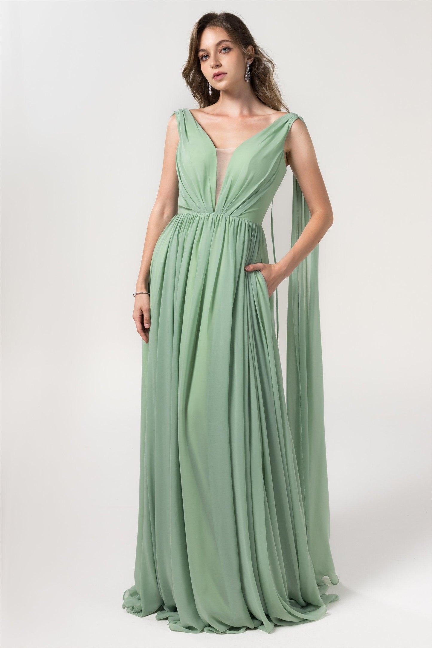 A-Line Floor Length Chiffon Bridesmaid Dress Formal Dresses CB0565