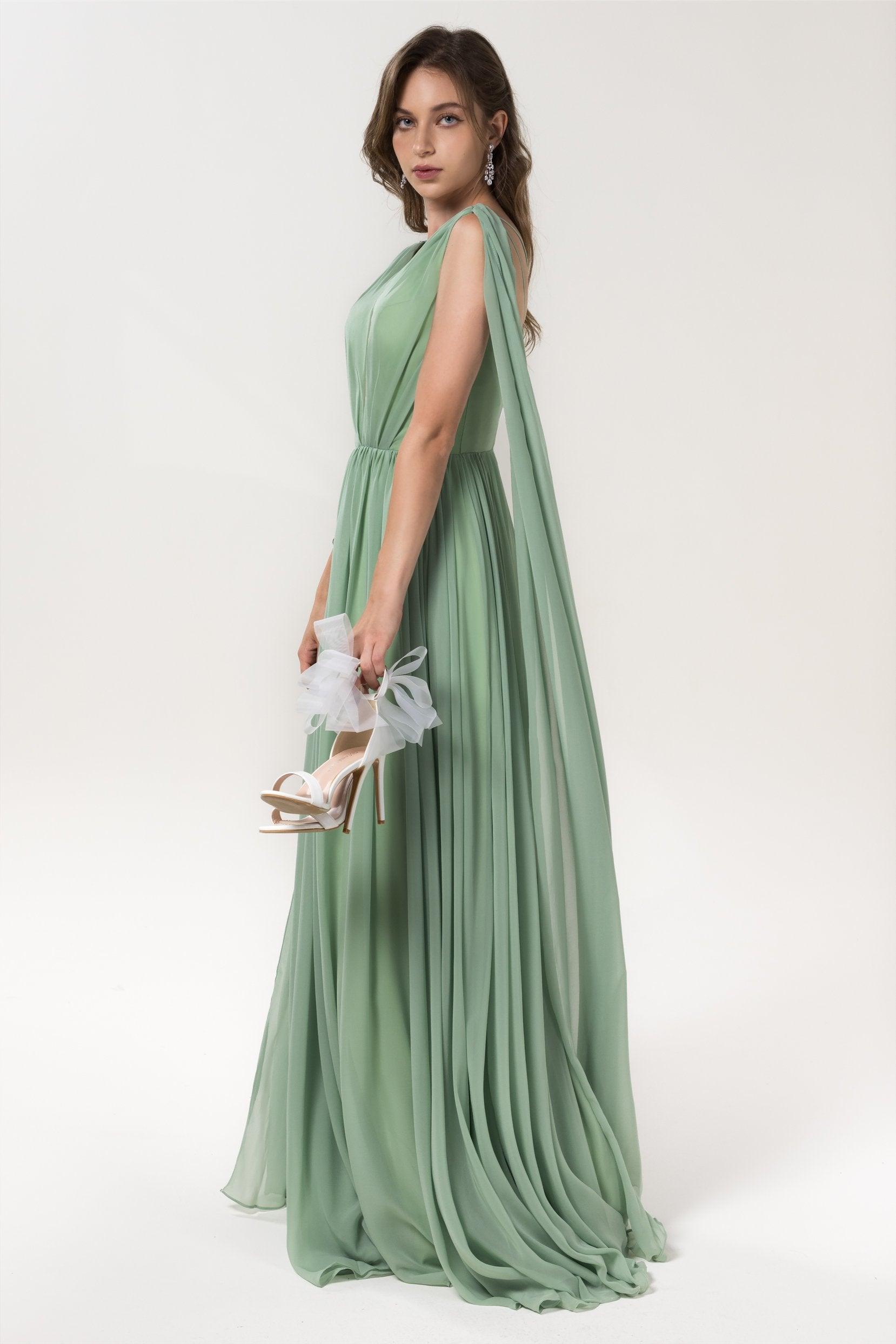 A-Line Floor Length Chiffon Bridesmaid Dress Formal Dresses CB0565 - COCOMELODY