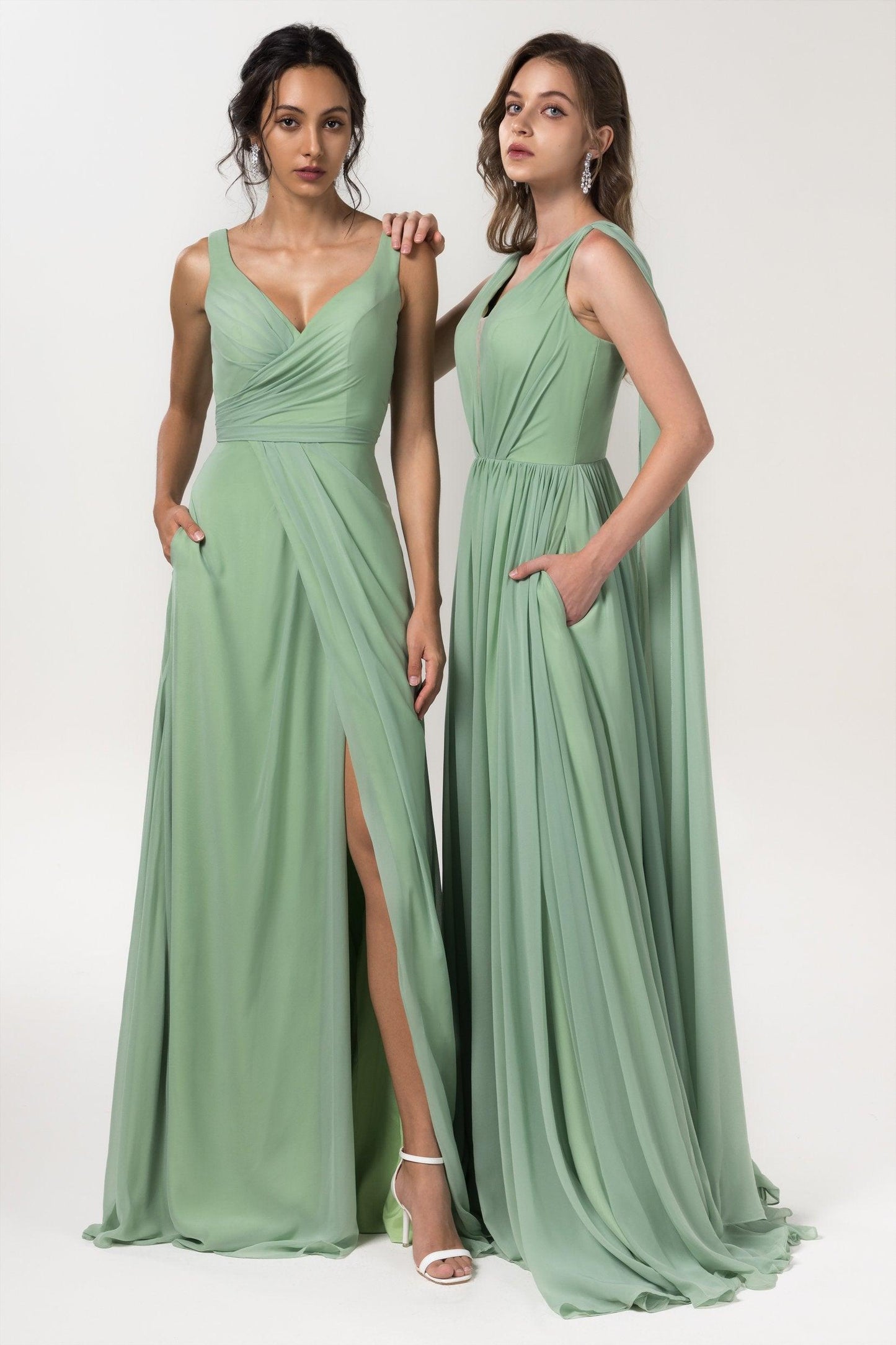 A-Line Floor Length Chiffon Bridesmaid Dress Formal Dresses CB0565