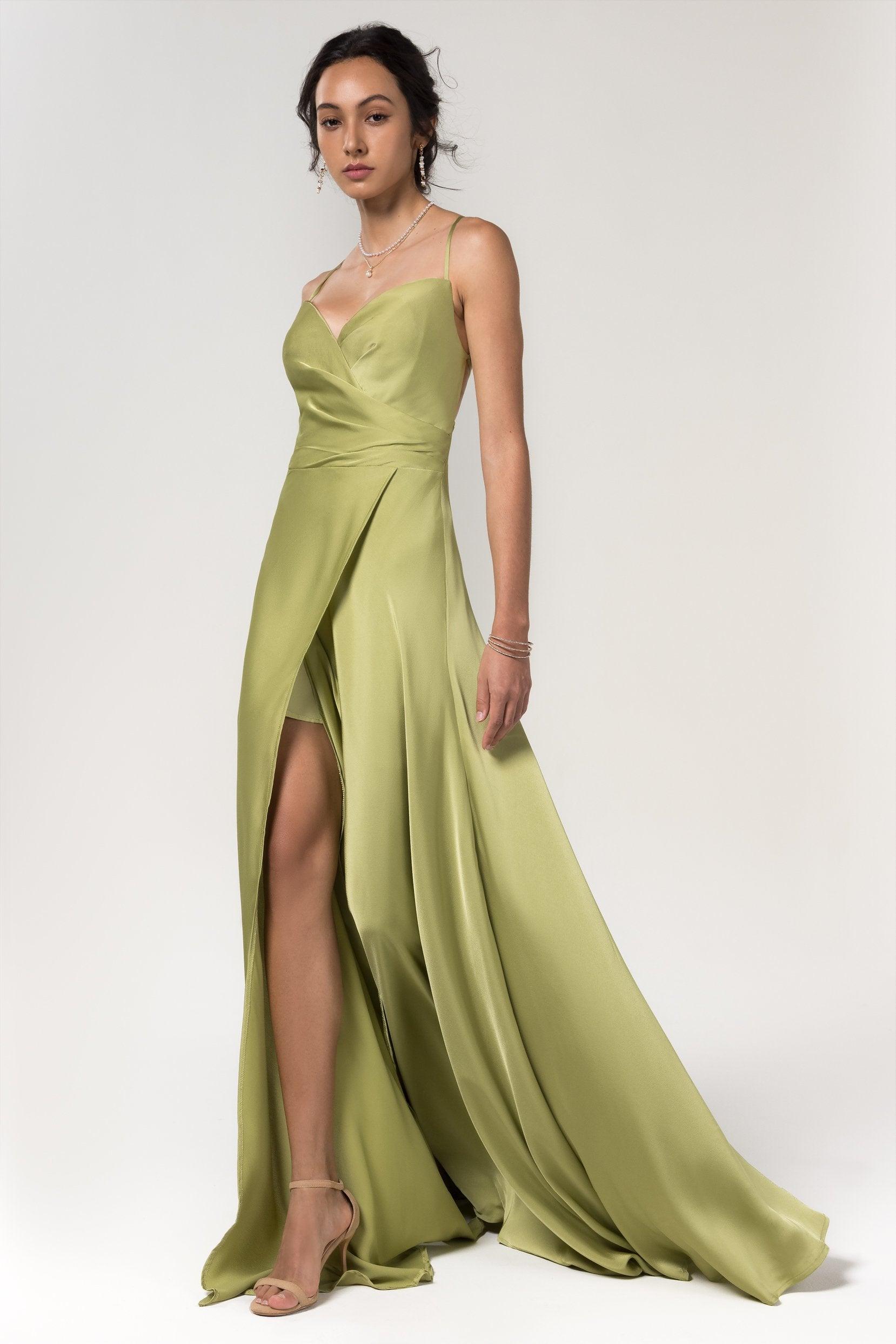 A-Line Floor Length Luxe Satin Bridesmaid Dress Formal Dresses CB0579 - COCOMELODY