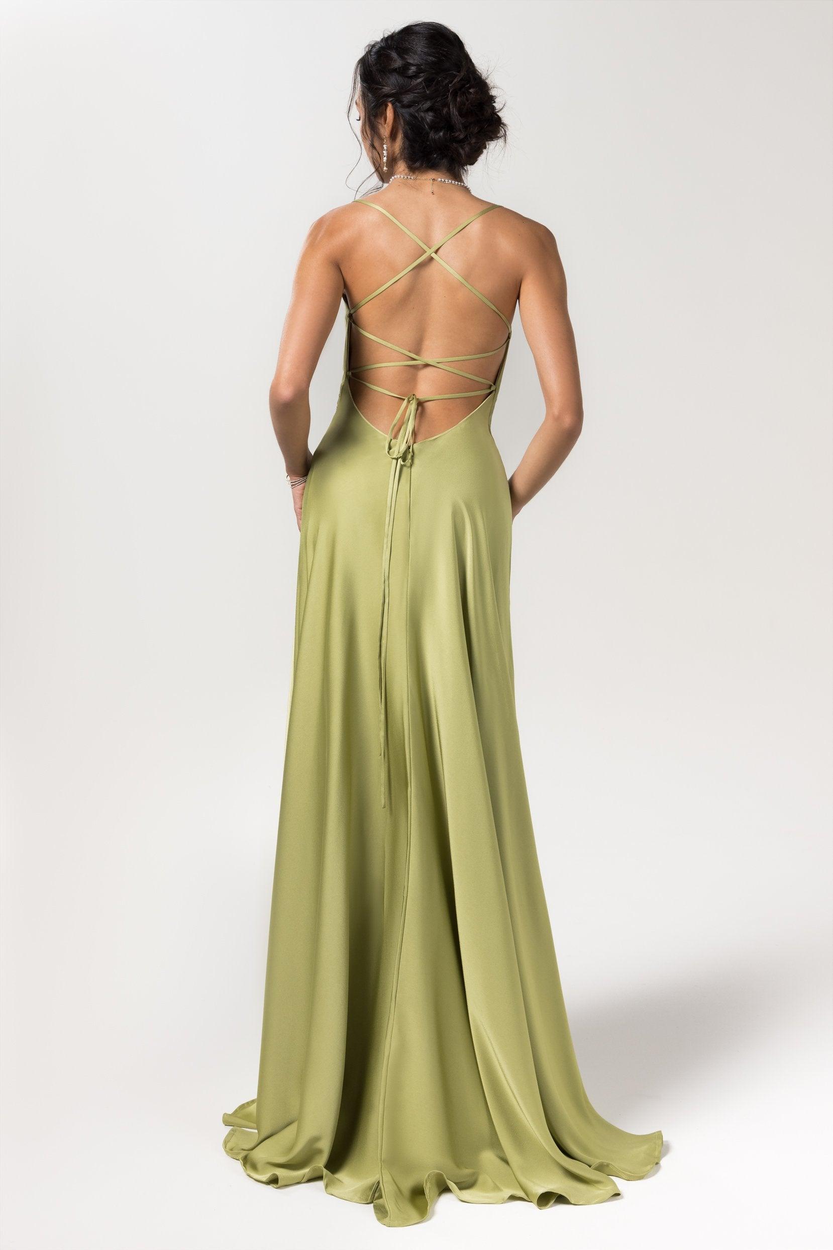 A-Line Floor Length Luxe Satin Bridesmaid Dress Formal Dresses CB0579 - COCOMELODY