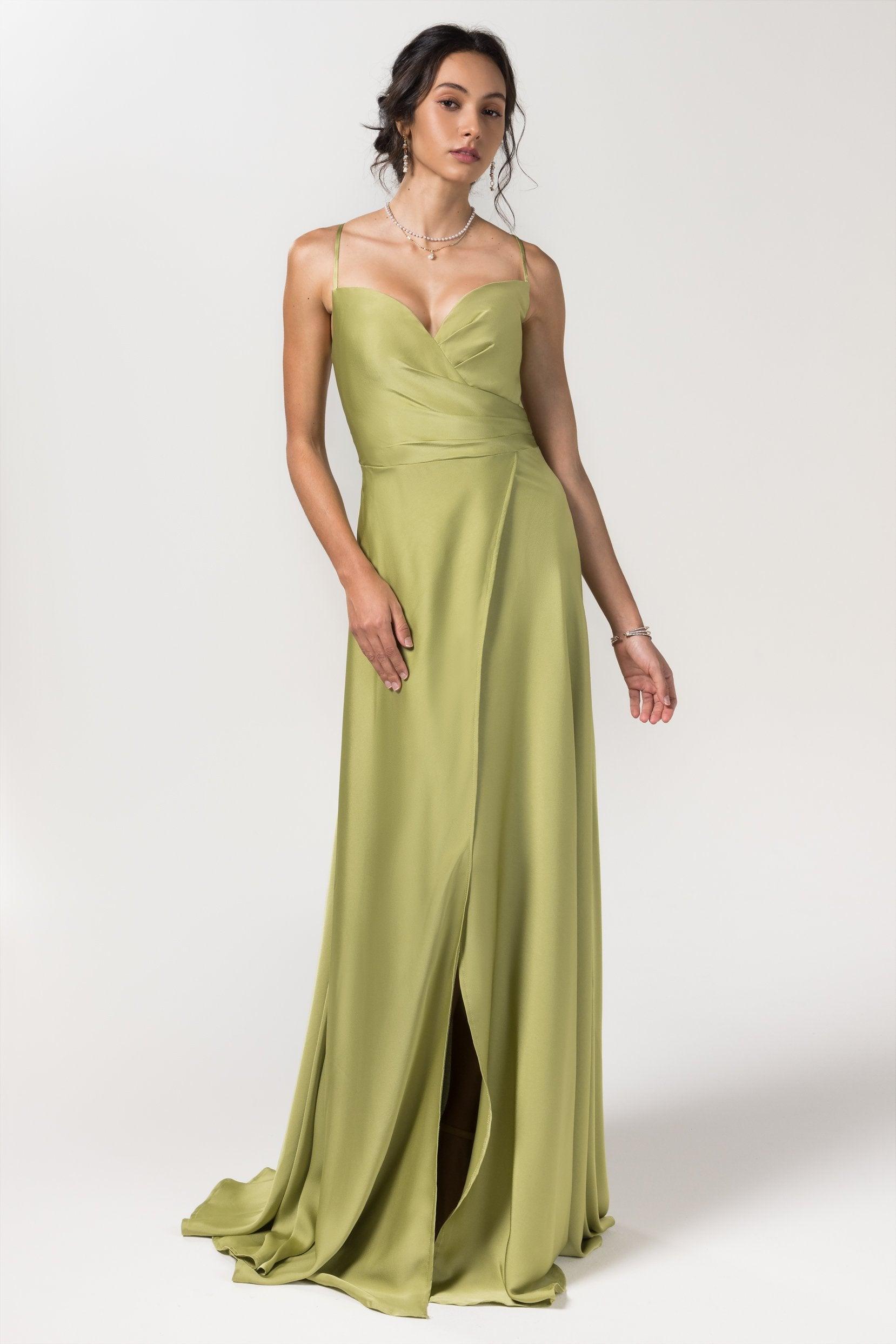 A-Line Floor Length Luxe Satin Bridesmaid Dress Formal Dresses CB0579 - COCOMELODY