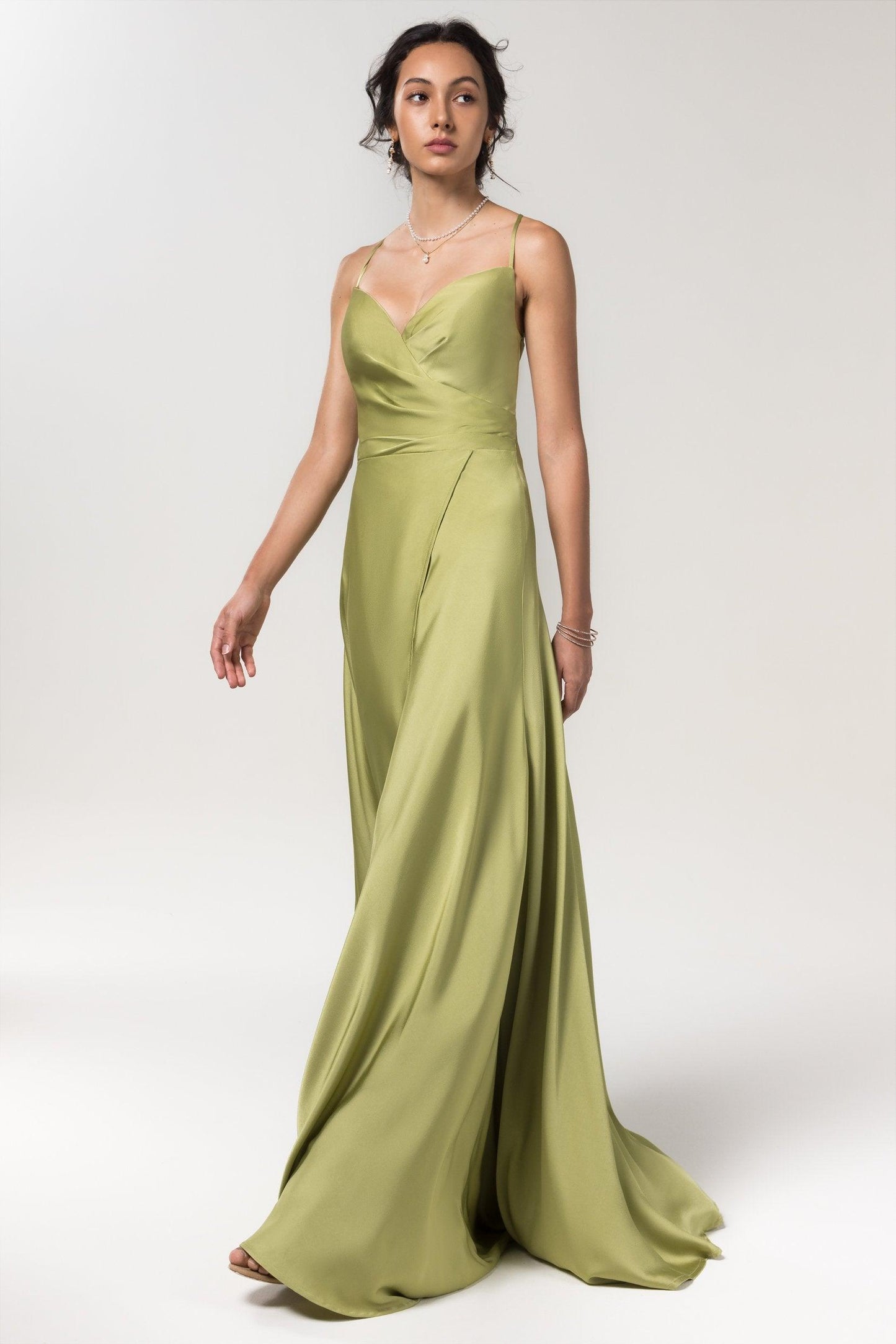 A-Line Floor Length Luxe Satin Bridesmaid Dress Formal Dresses CB0579 - COCOMELODY