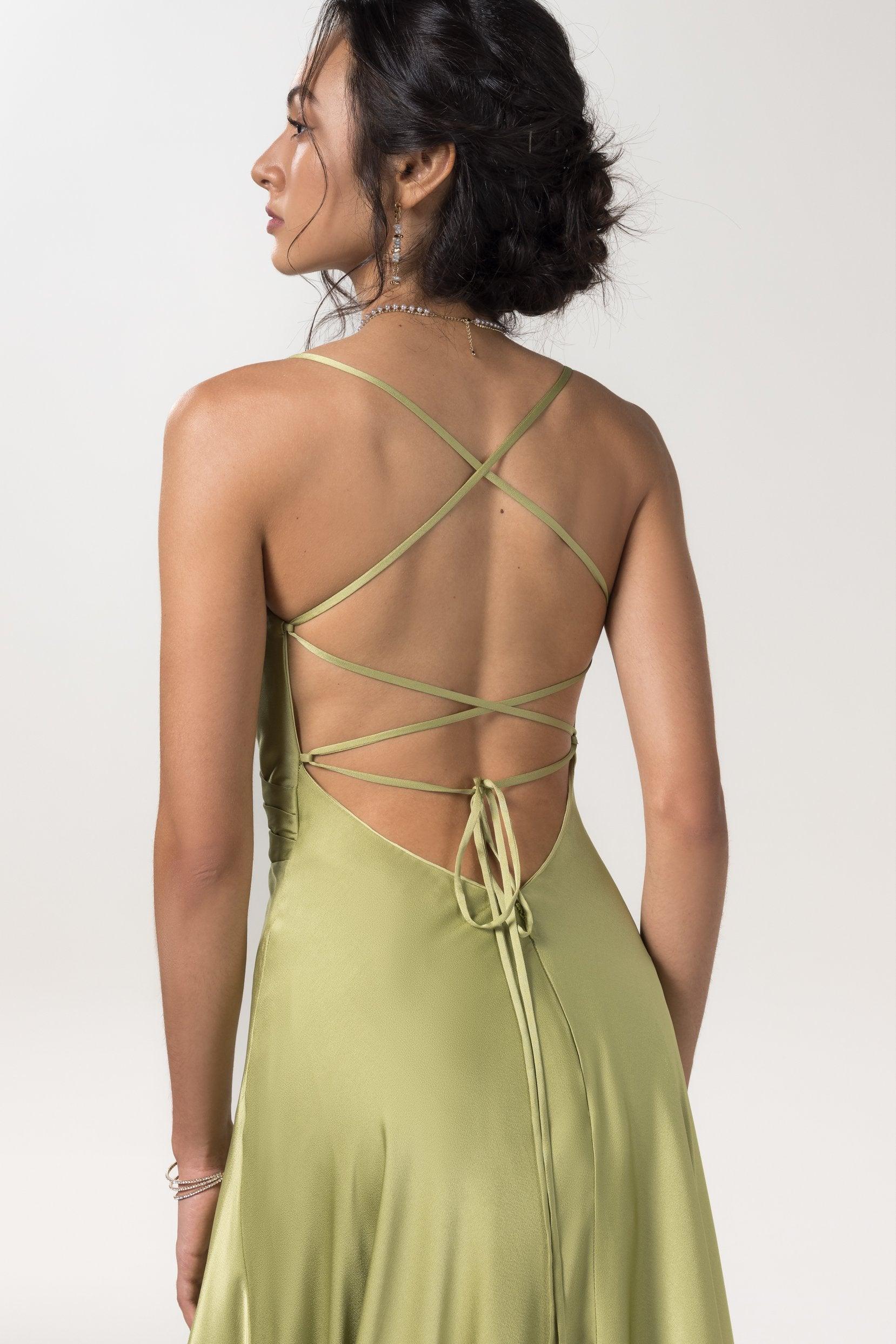 A-Line Floor Length Luxe Satin Bridesmaid Dress Formal Dresses CB0579 - COCOMELODY