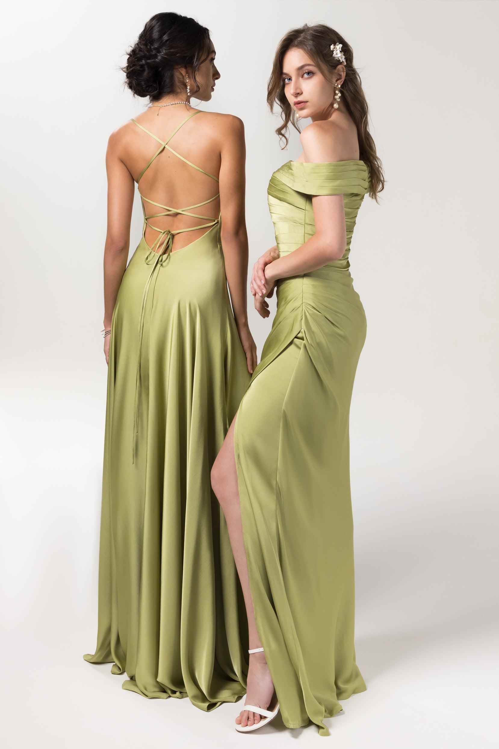 A-Line Floor Length Luxe Satin Bridesmaid Dress Formal Dresses CB0579 - COCOMELODY