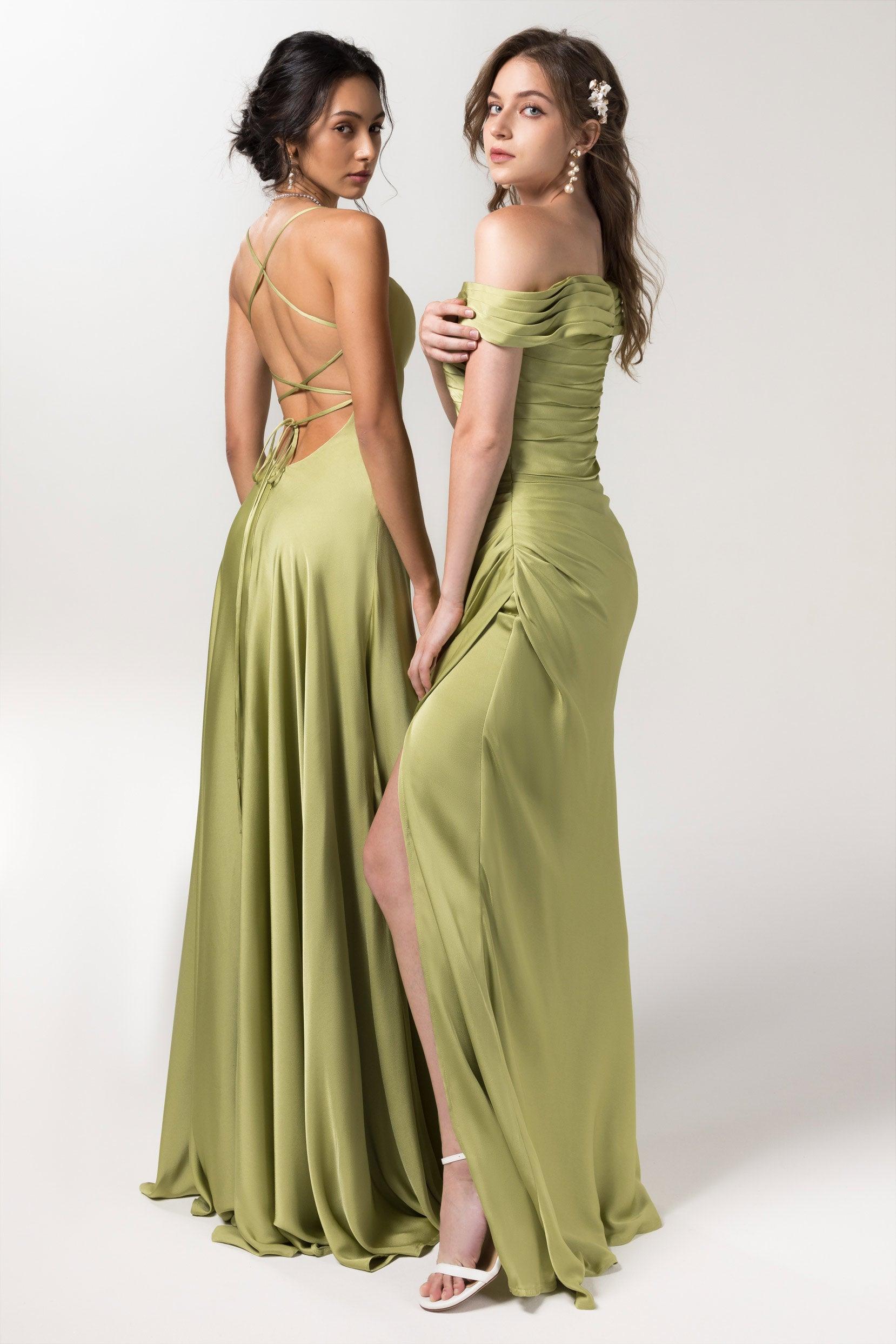 Sheath Floor Length Luxe Satin Bridesmaid Dress Formal Dresses CB0580 - COCOMELODY