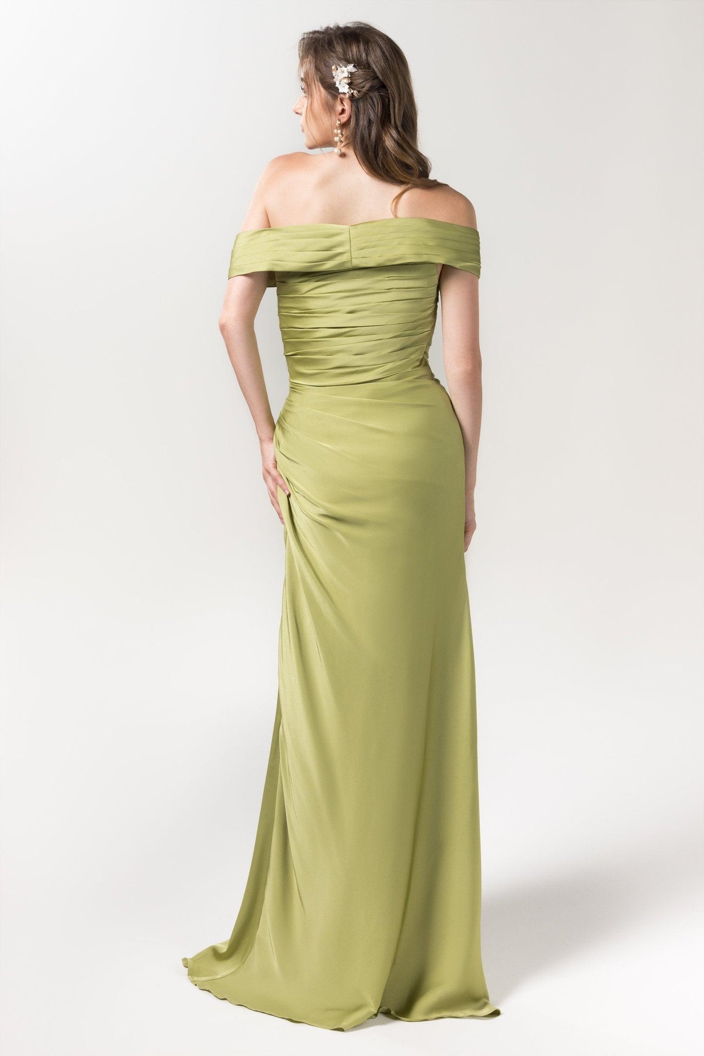 Sheath Floor Length Luxe Satin Bridesmaid Dress Formal Dresses CB0580CR - COCOMELODY